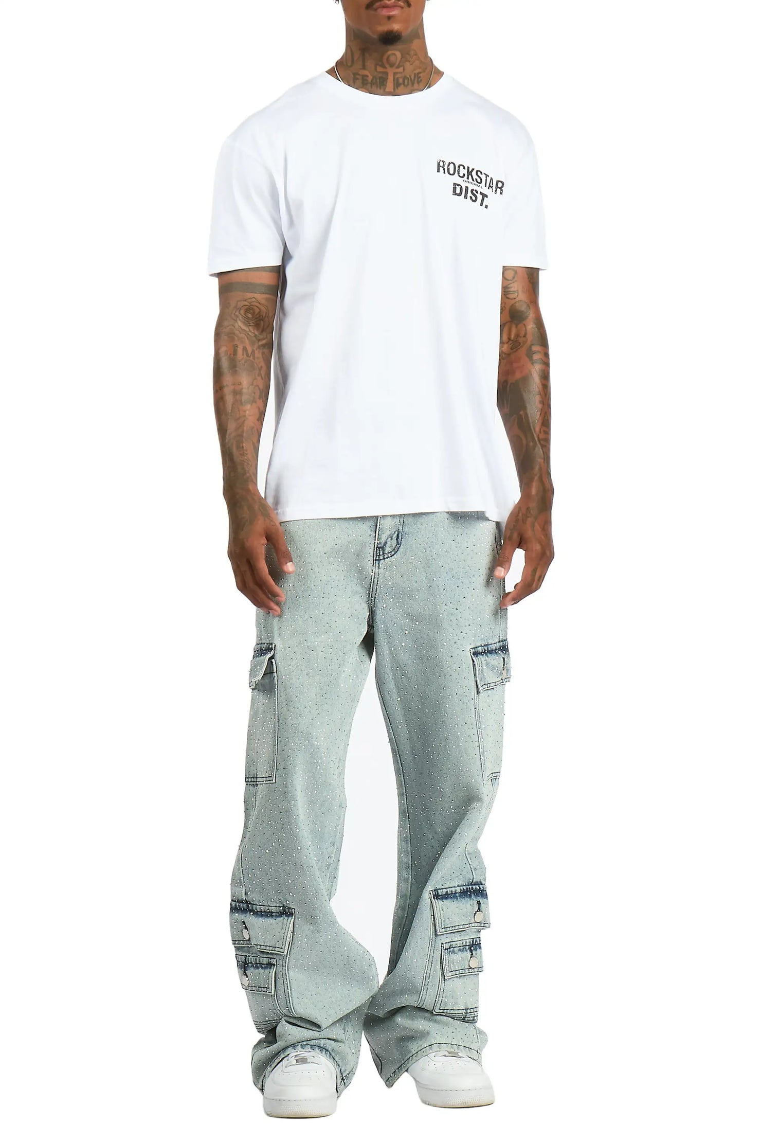 Aeson Light Blue Rhinestone Baggy Fit Jean