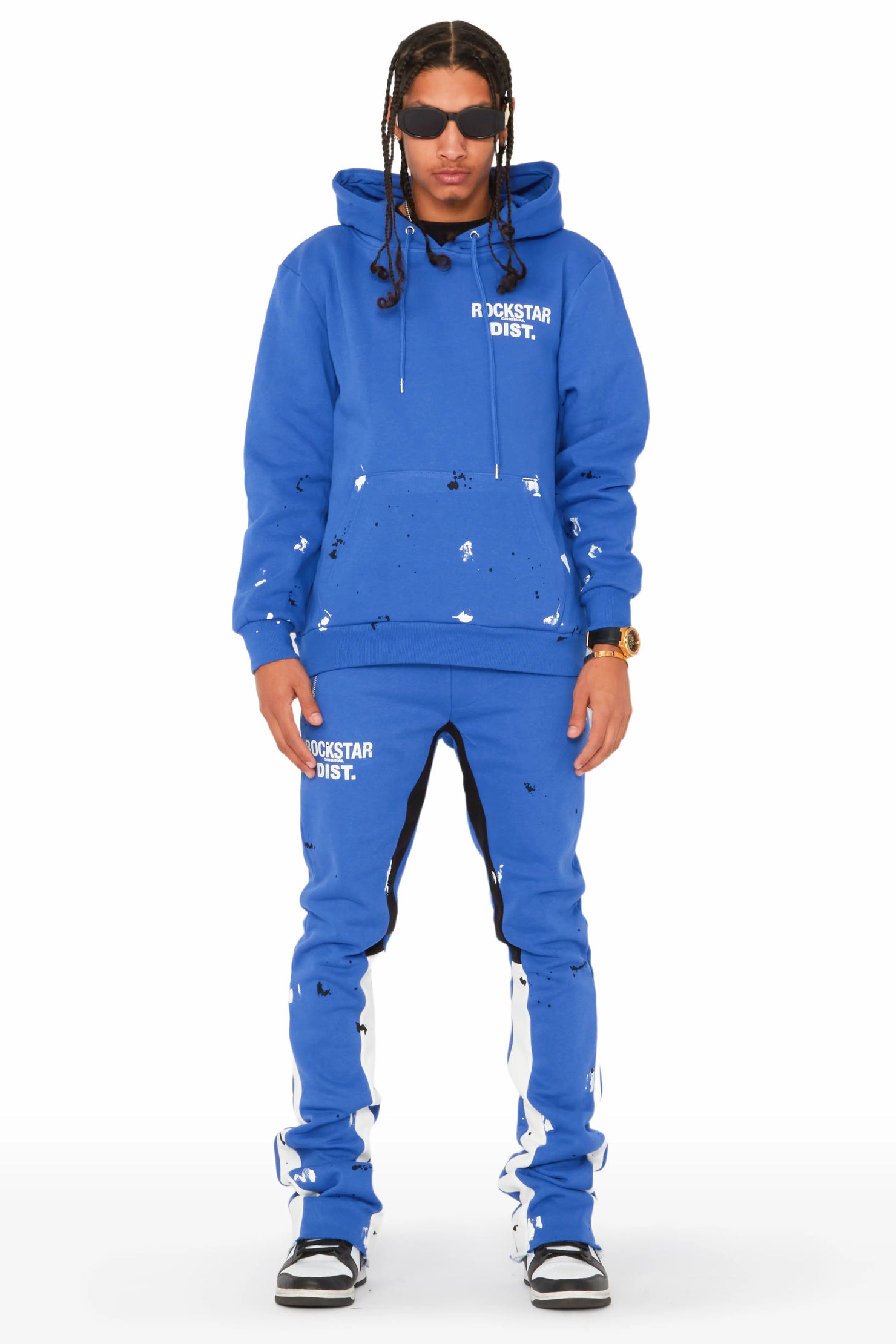 Jaco Royal Blue Hoodie Stacked Flare Pant Track Set