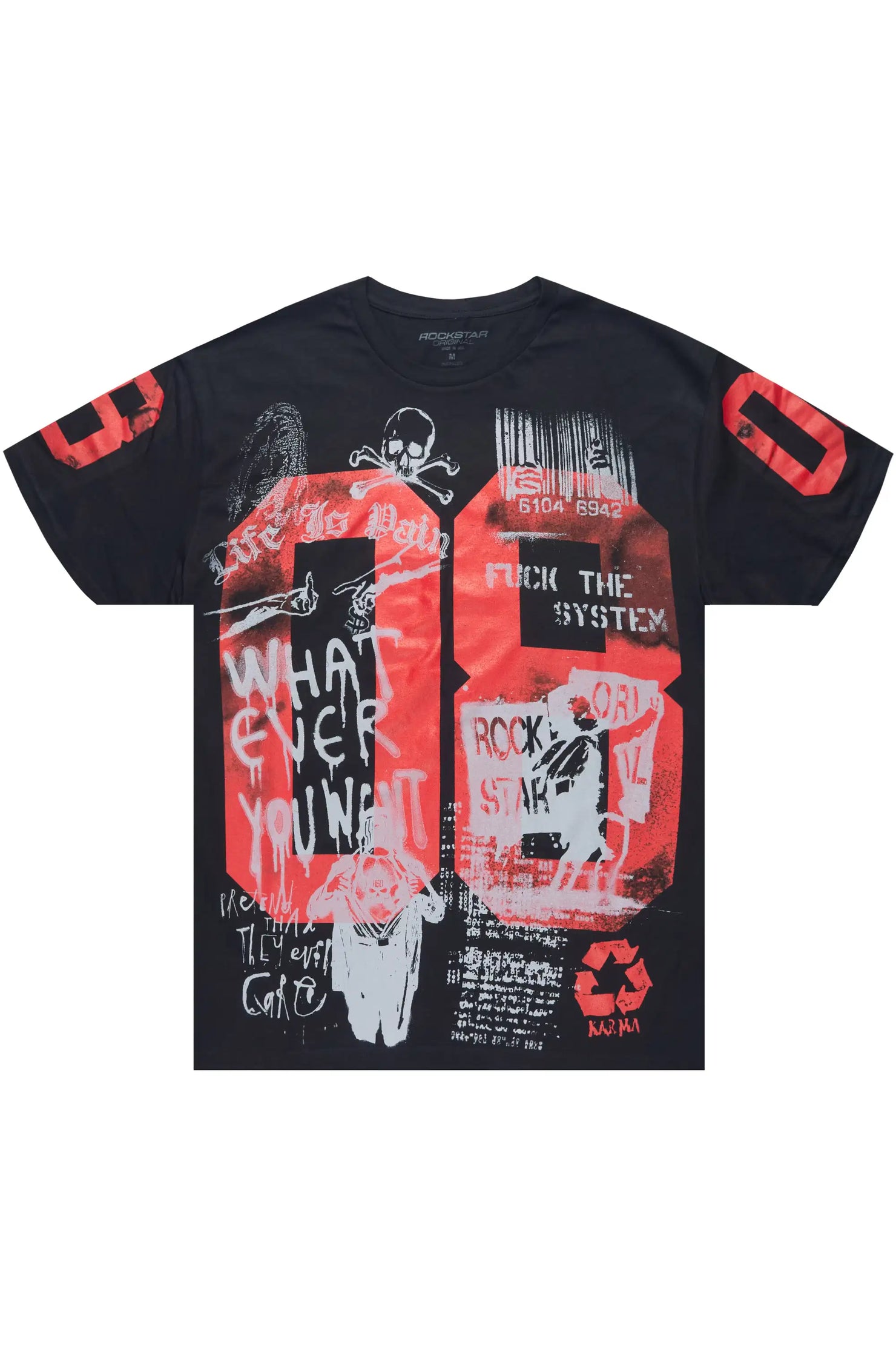 Grill 2.0 Black/Red Oversized Graphic T-Shirt