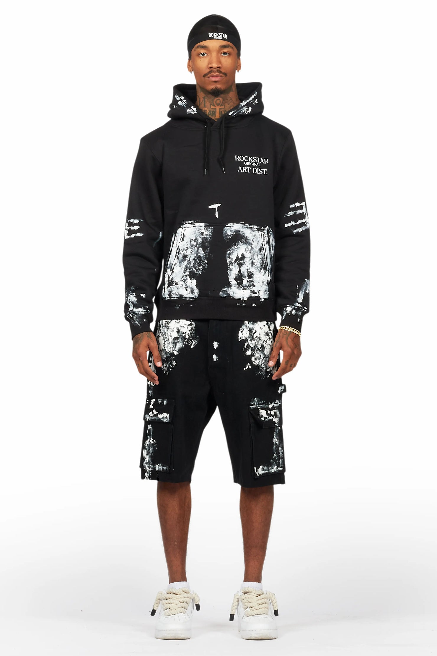 Filip Black Hoodie/Denim Short Set