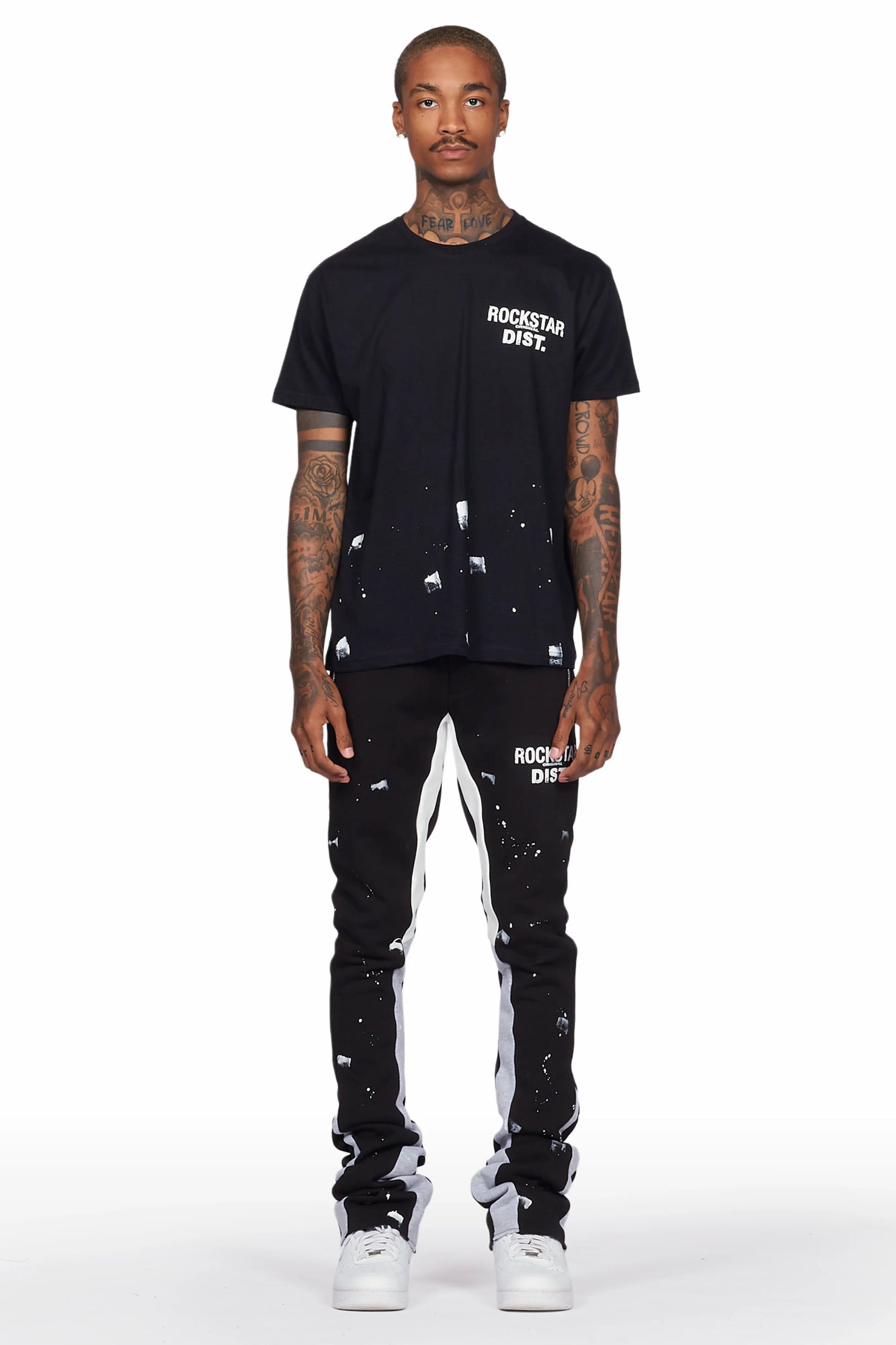 Raffer Black T-Shirt Super Stacked Flare Track Set