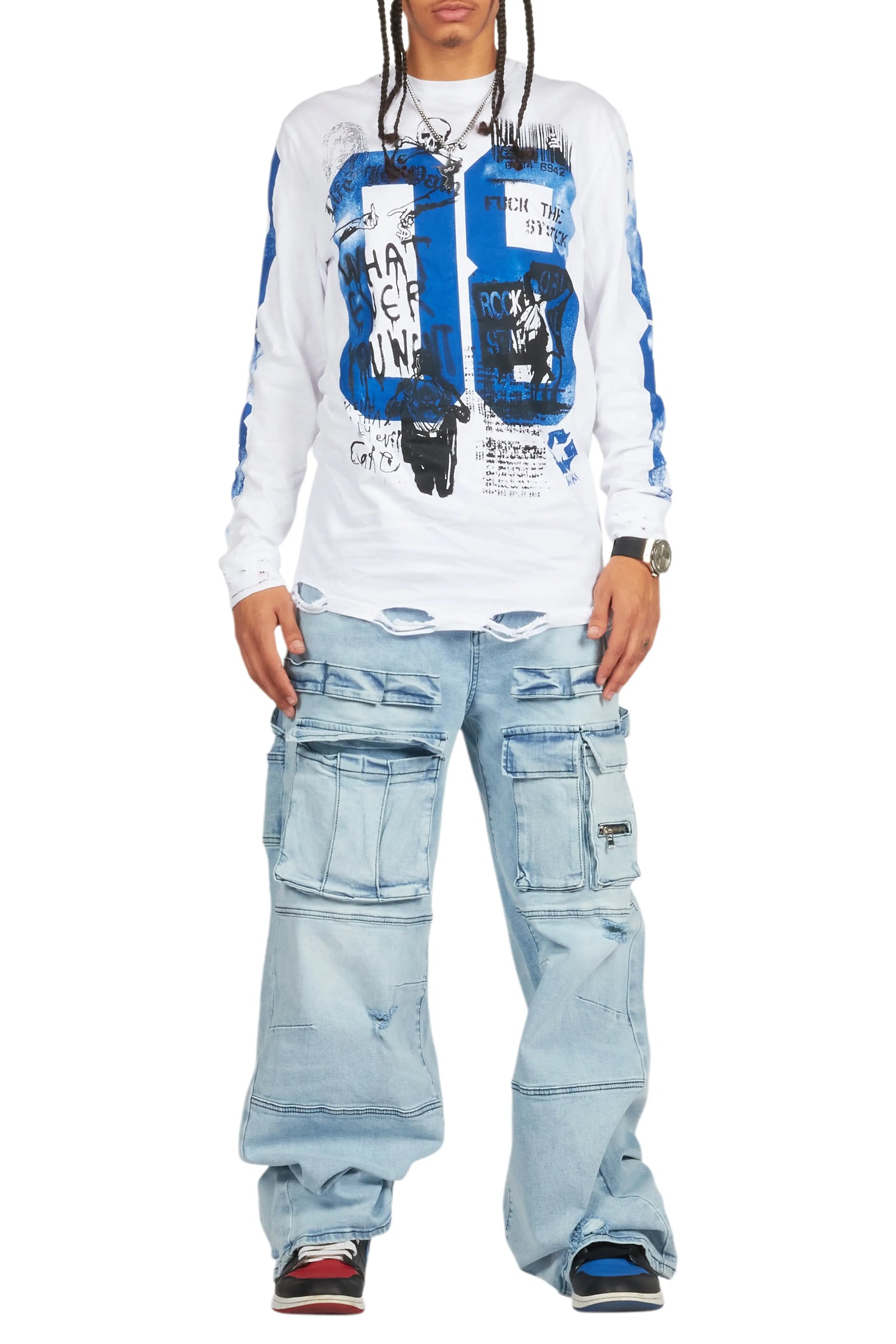 Grill White Long Sleeve Graphic T-Shirt