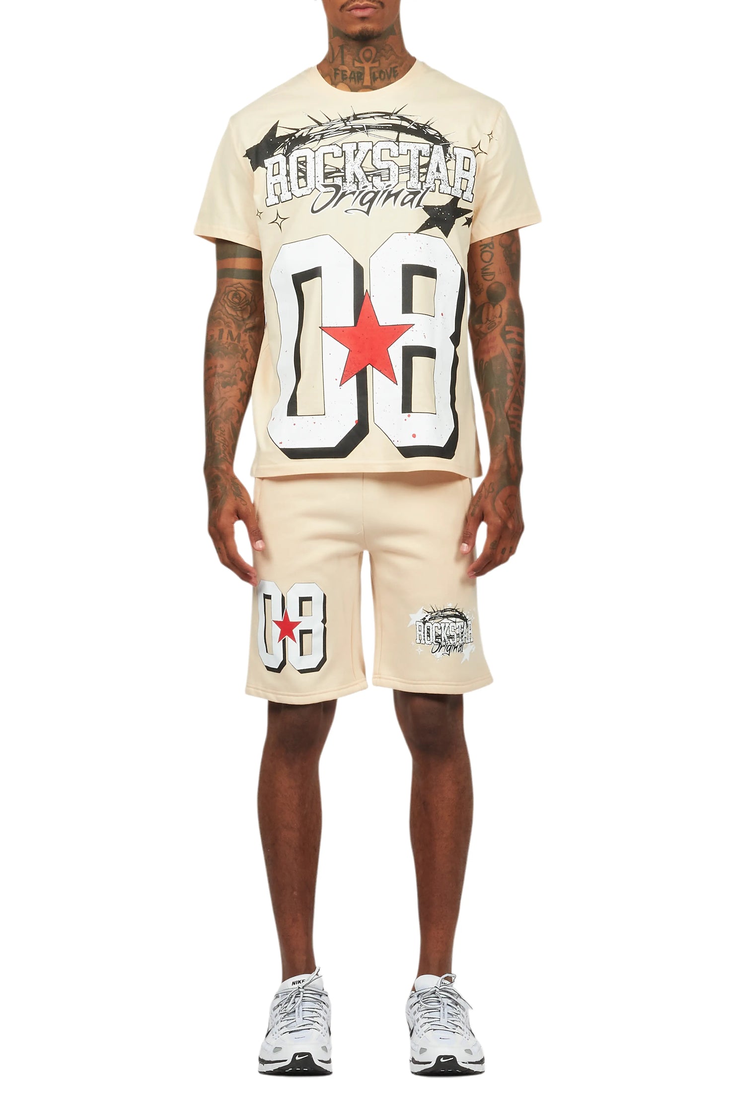 Allstar Beige/White T-Shirt Short Set