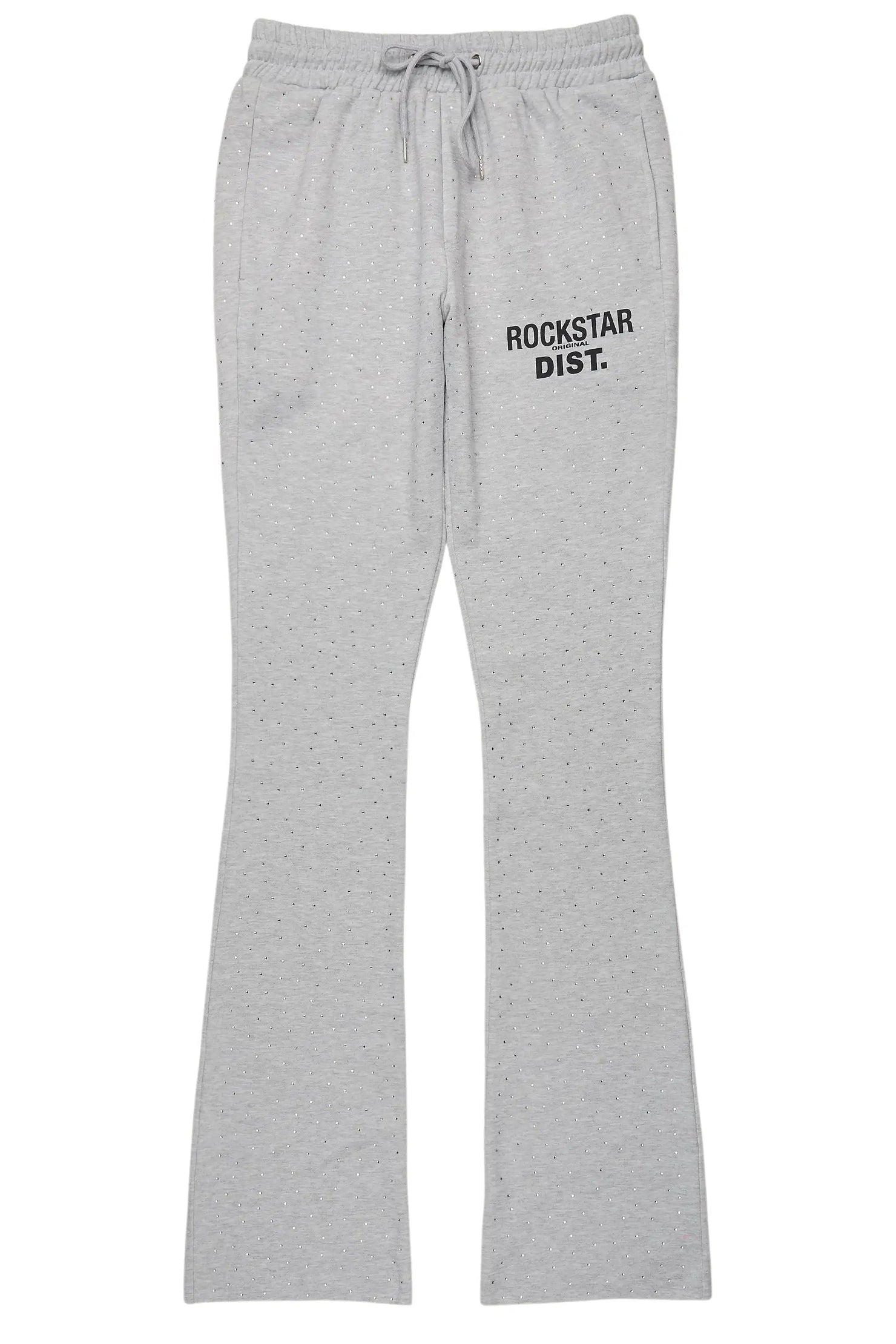 Alpine Rhinestone Heather Grey Stacked Flare Pant
