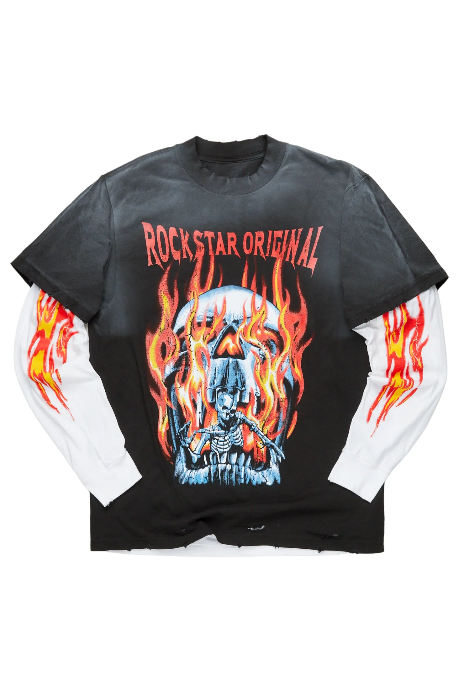 Suspect Black Double Layer Long Sleeve Graphic T-Shirt