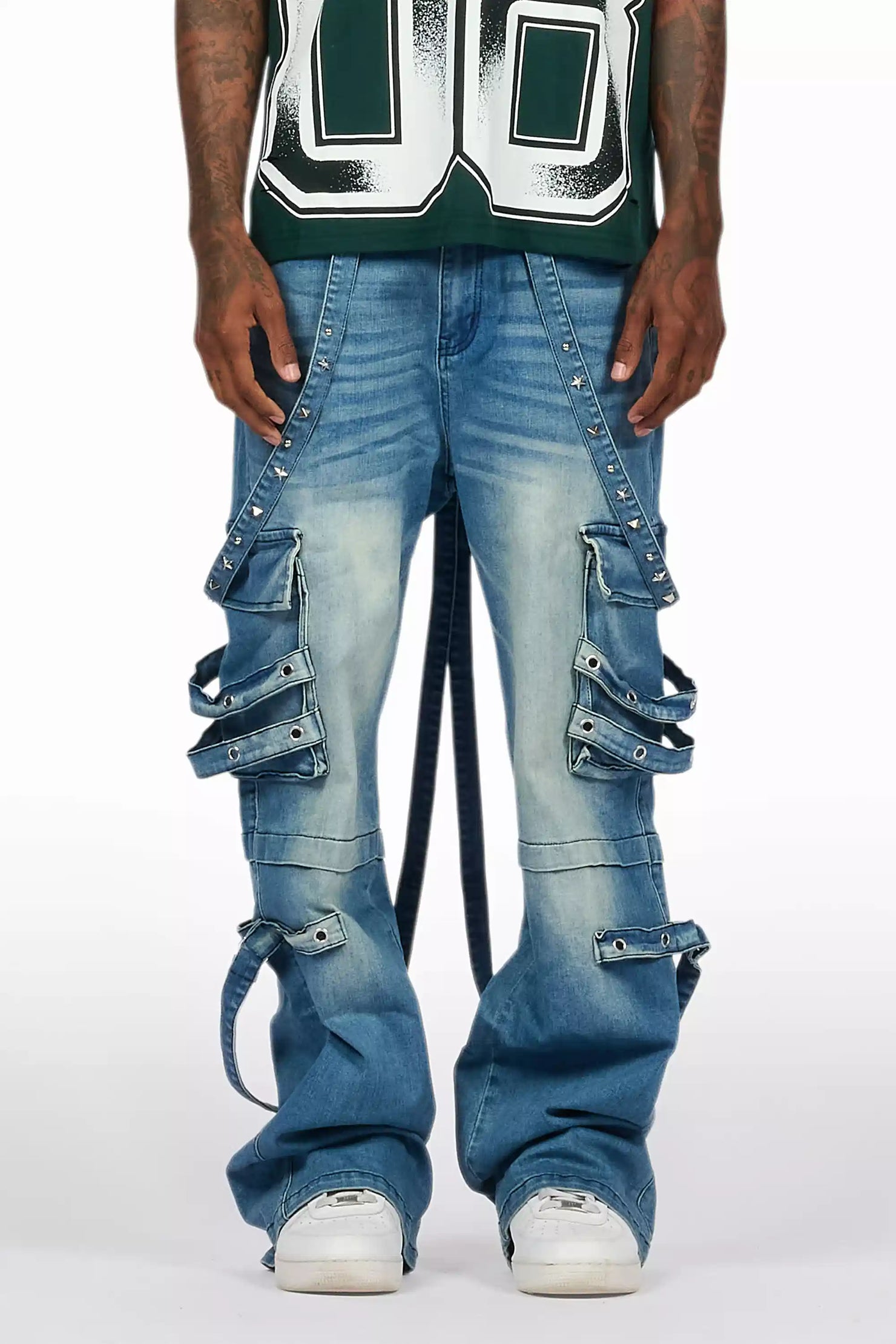 Nealon Blue Wash Baggy Cargo Fit Jean