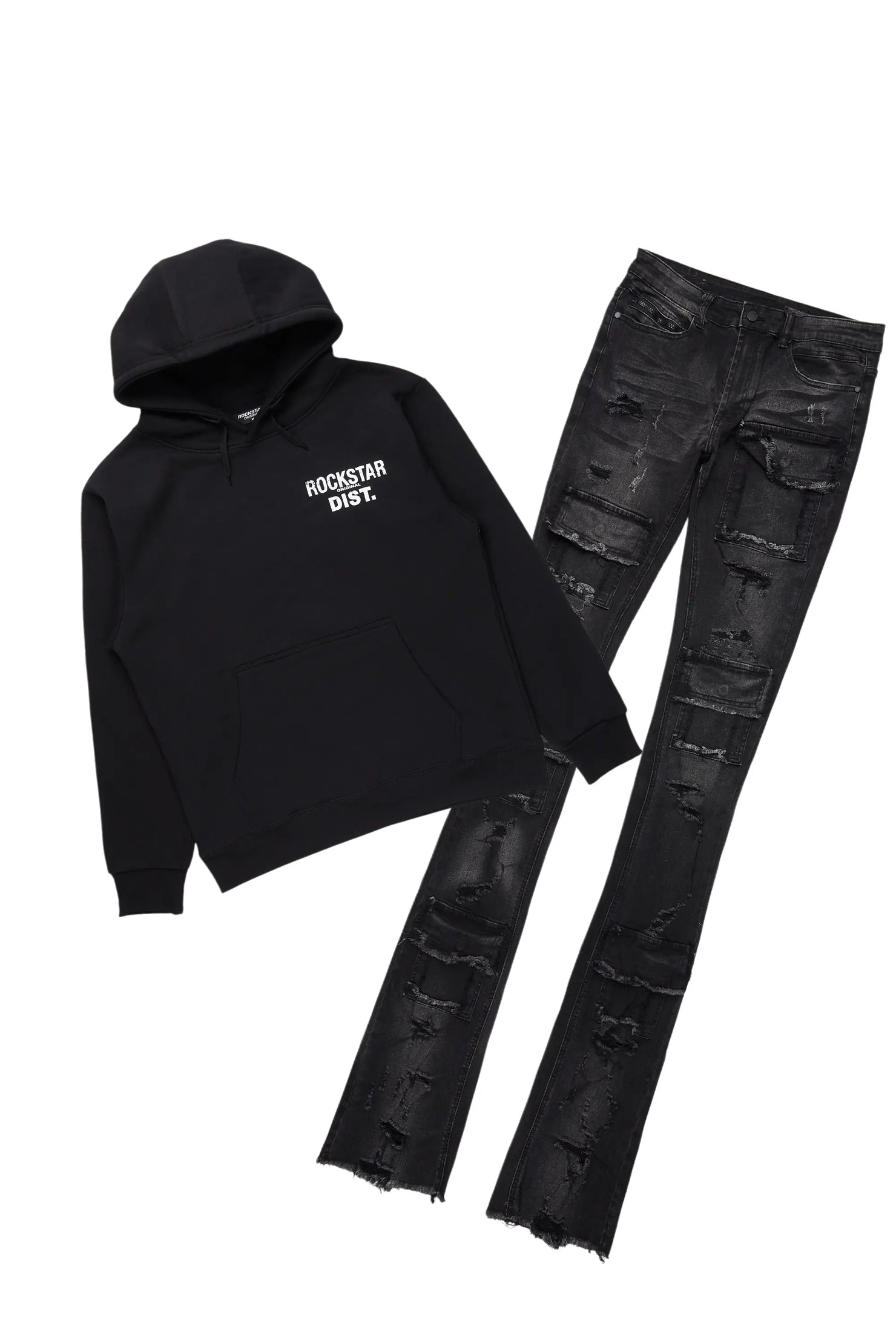 Lake Black/White Hoodie & Pooja Super Stacked Flare Jean Bundle