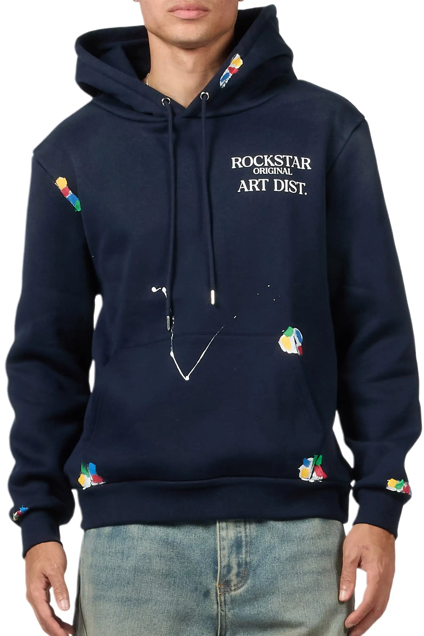 Rockstar Art Dist. Navy Graphic Relaxed Hoodie