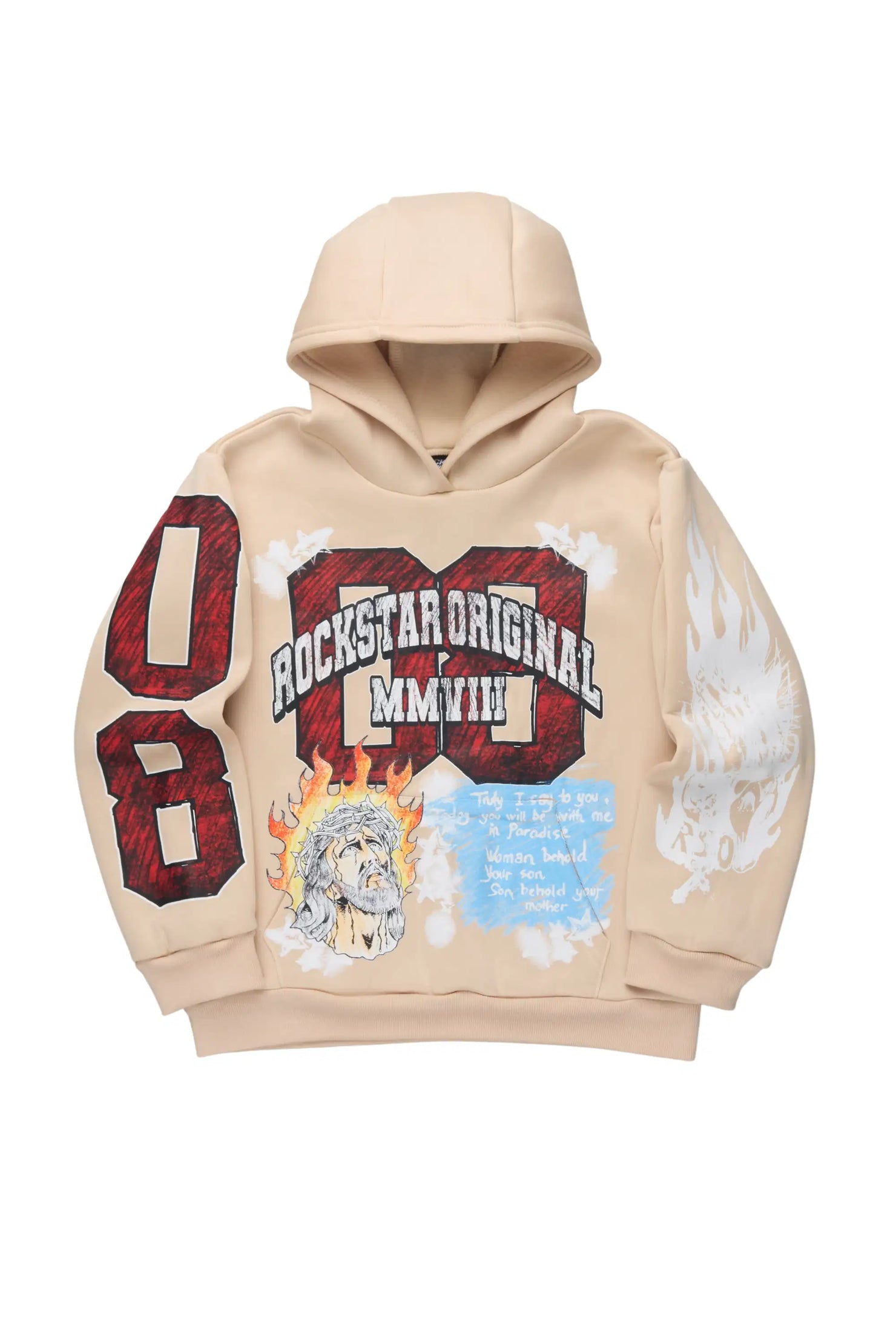 Boys Jesus Crayon Beige Graphic Hoodie