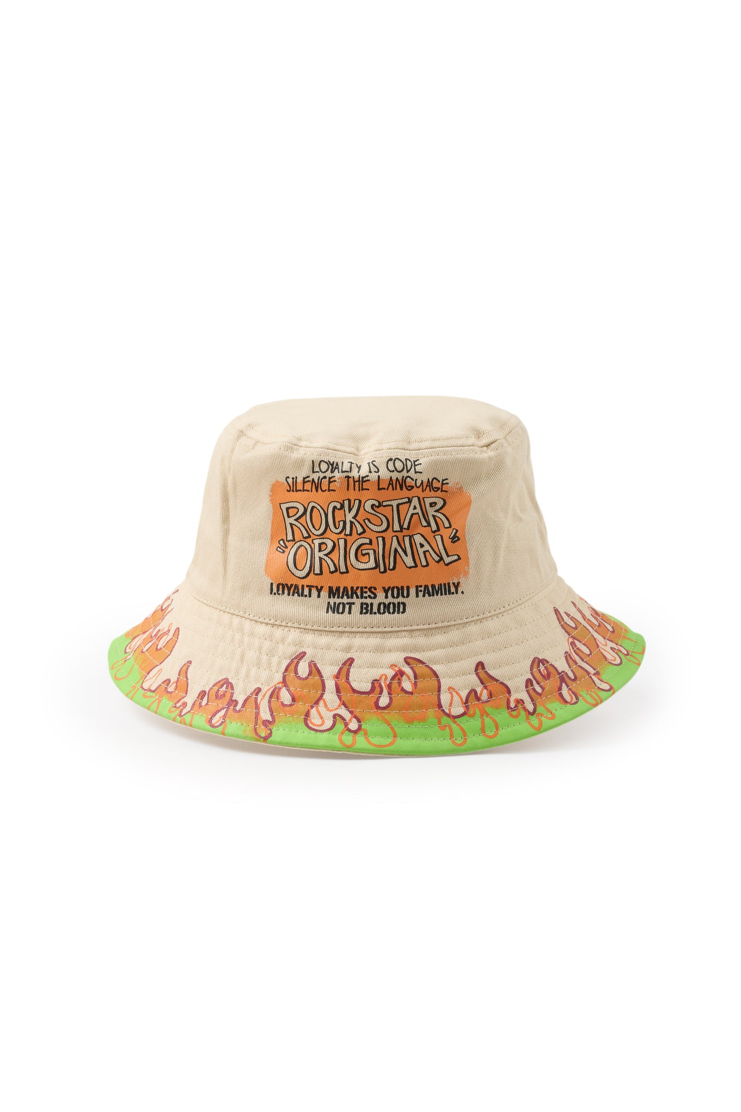 Beno Khaki Flames Graphic Bucket Hat