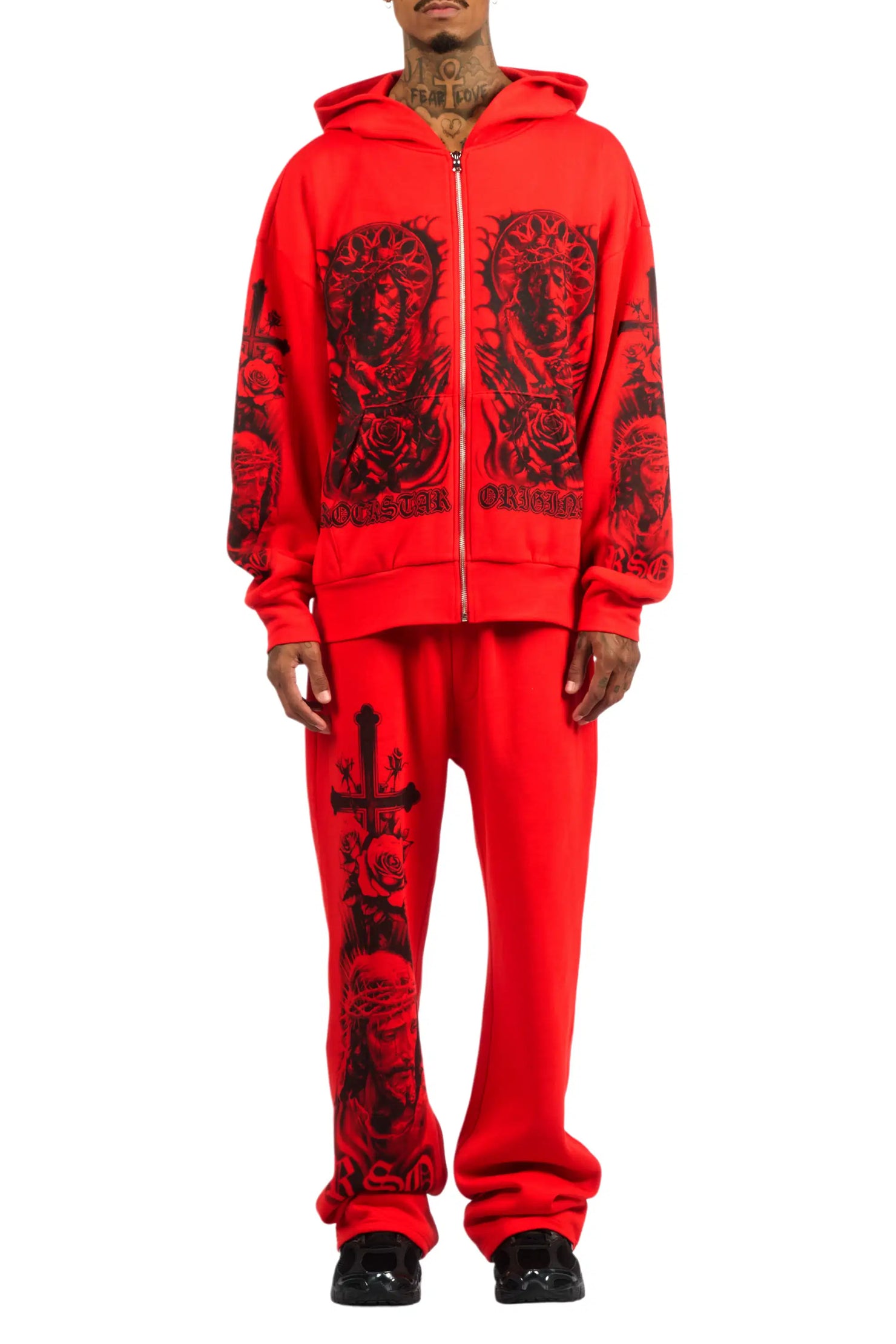Blasted Red Hoodie/Baggy Pant Track Set