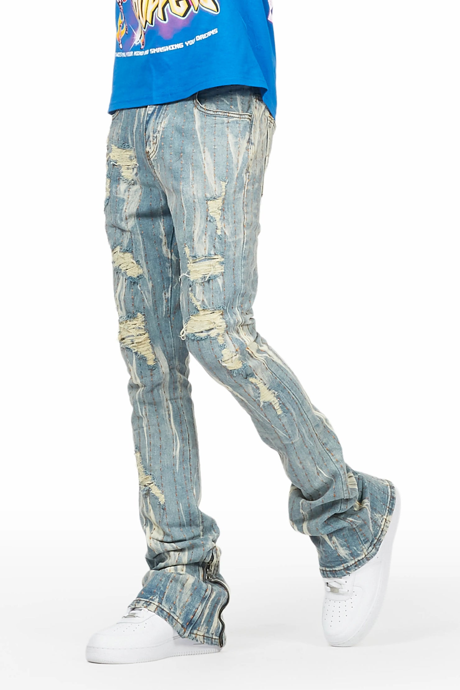 Damir Vintage Blue Stacked Flare Jean