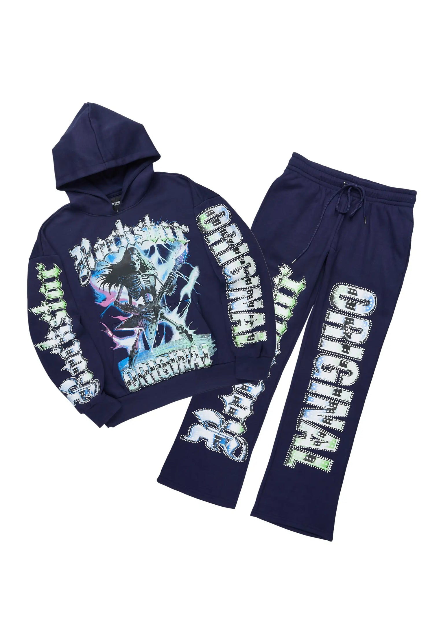 Nyxx Navy Hoodie/Baggy Pant Track Set