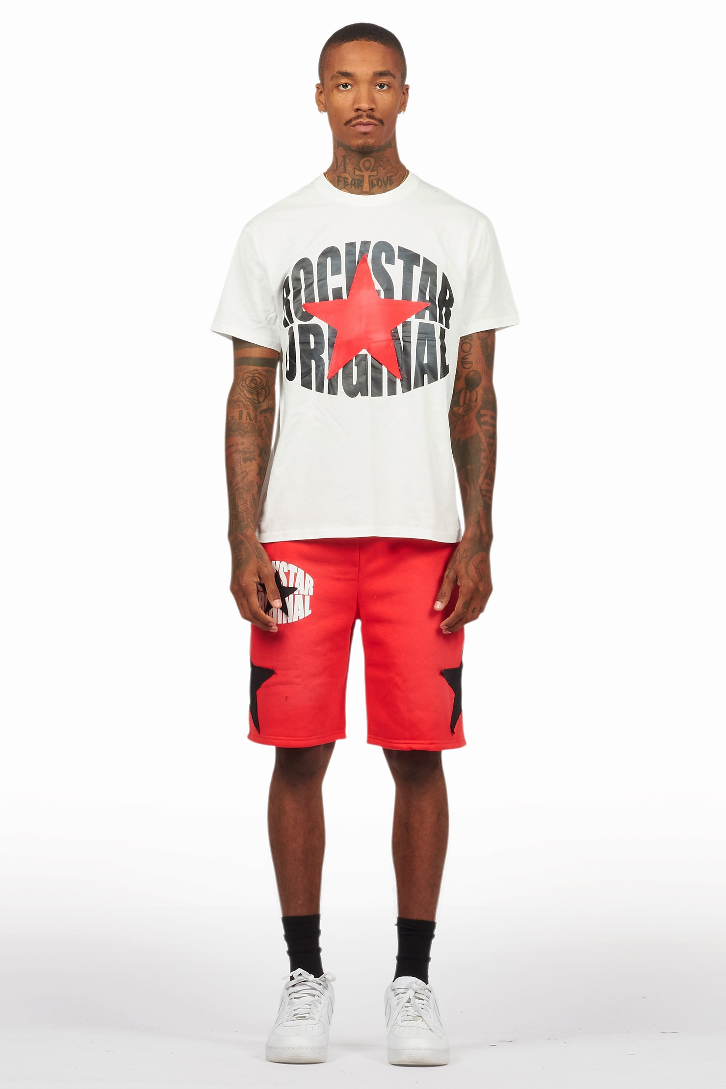 Sarge White/Red T-Shirt/Short Set