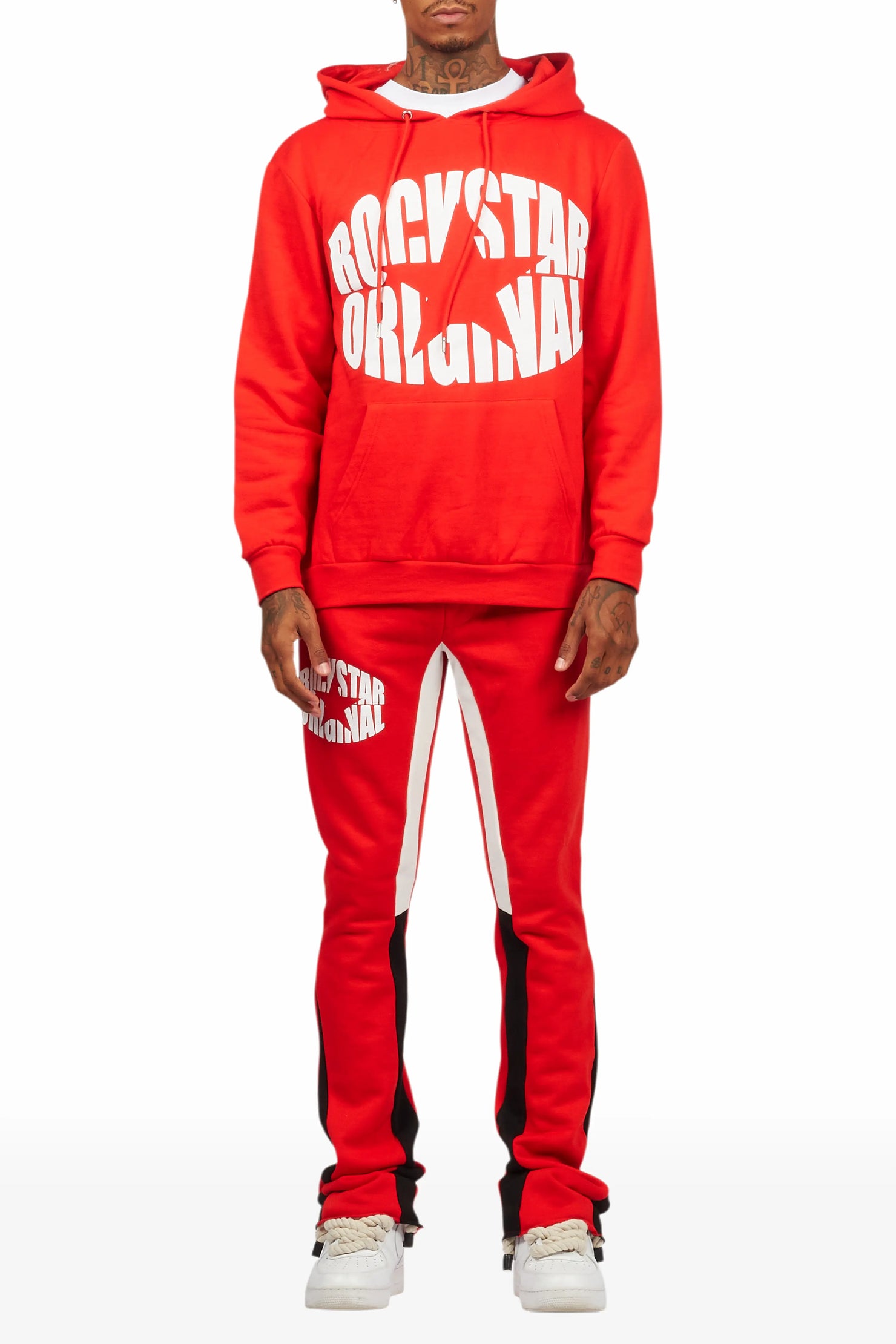 States Red Hoodie Stacked Flare Track Set