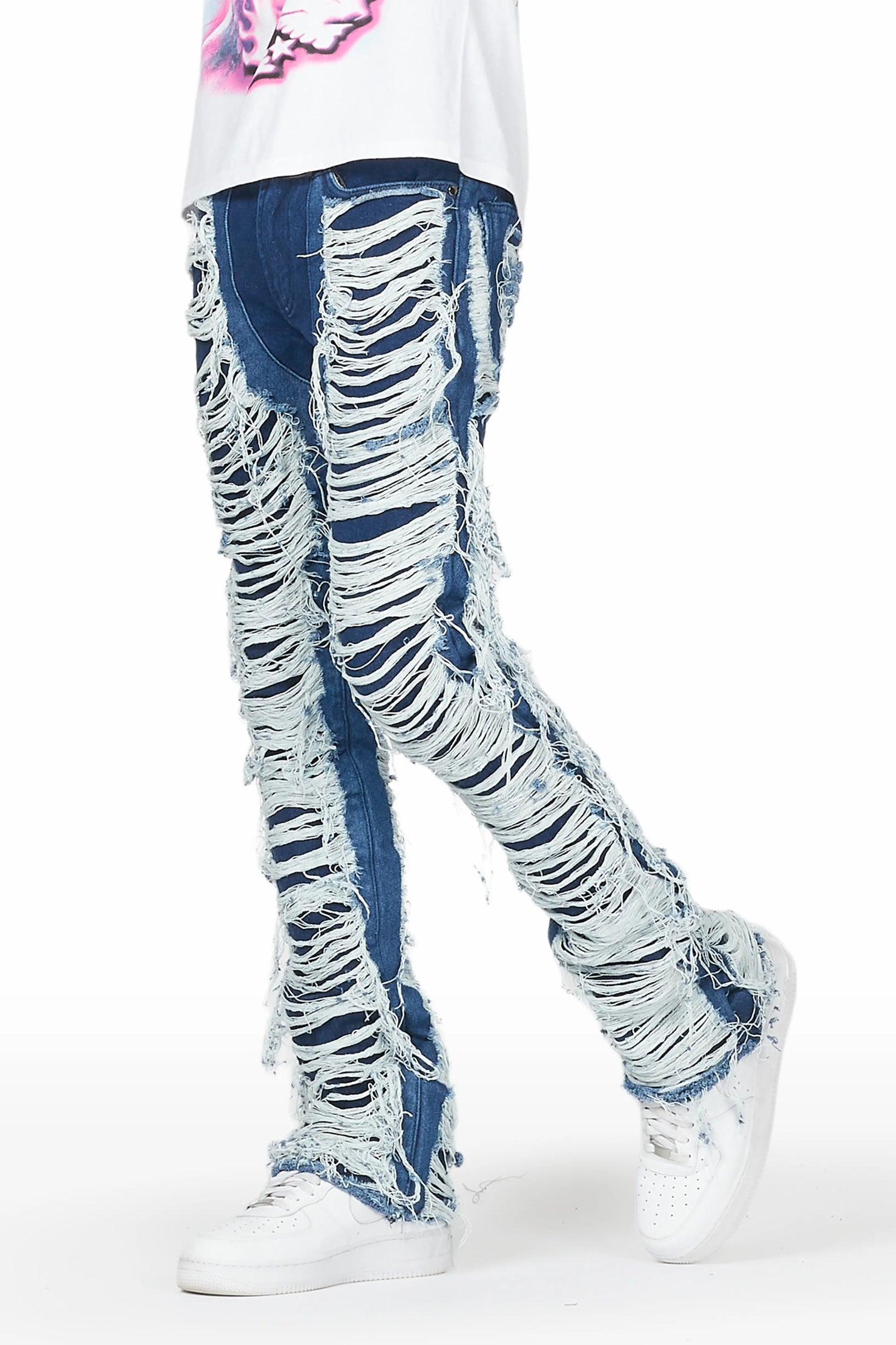 Conrad Blue Stacked Flare Jean