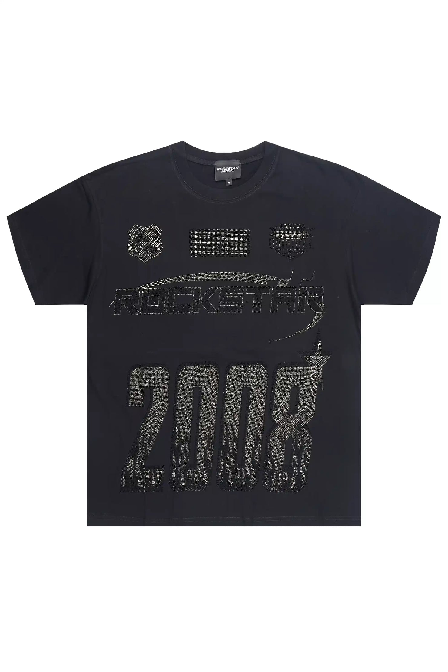Amos 2.0 Black Graphic Rhinestone T-Shirt