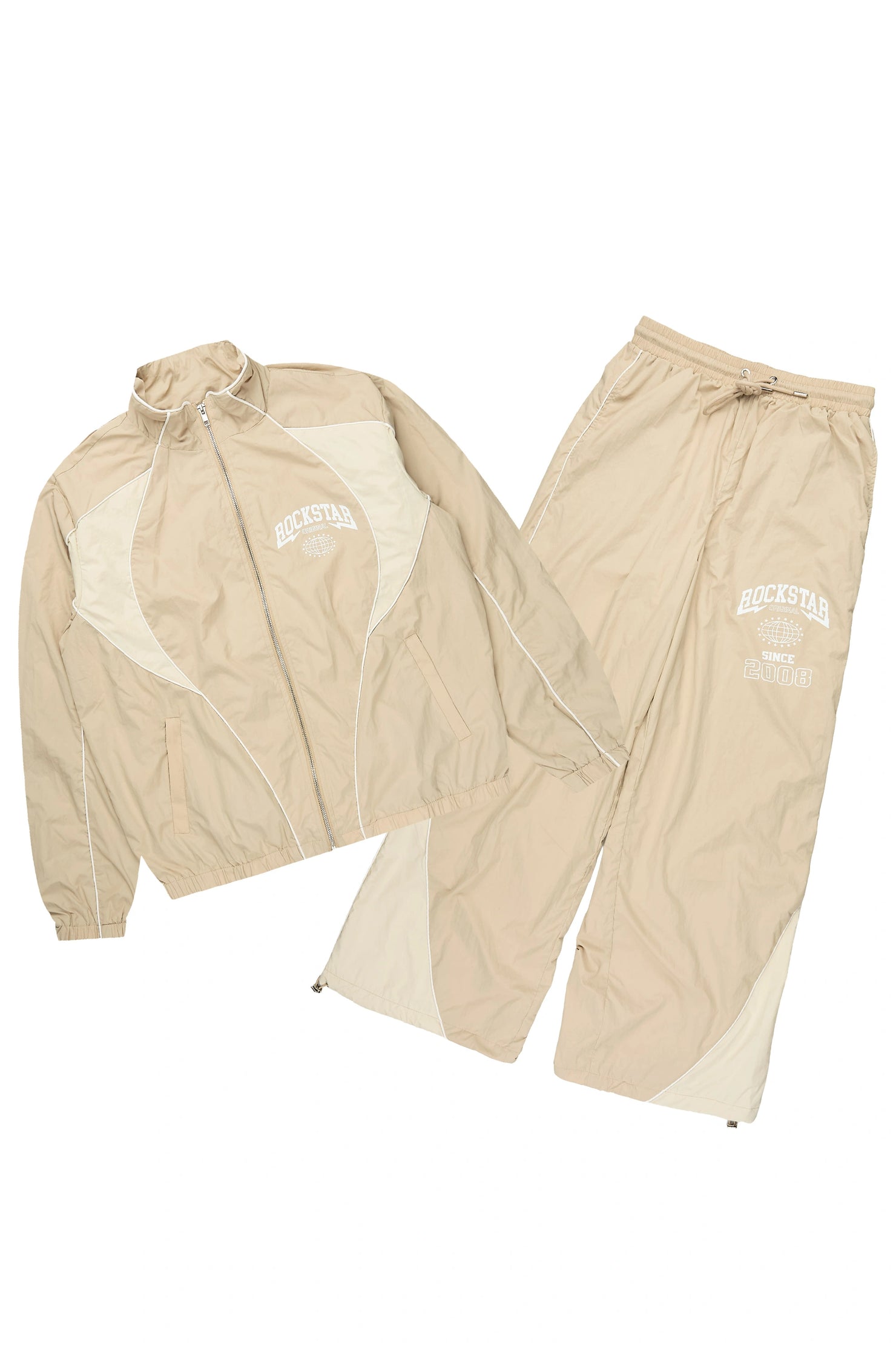 Ventoso Beige Windbreaker Baggy Fit Track Set