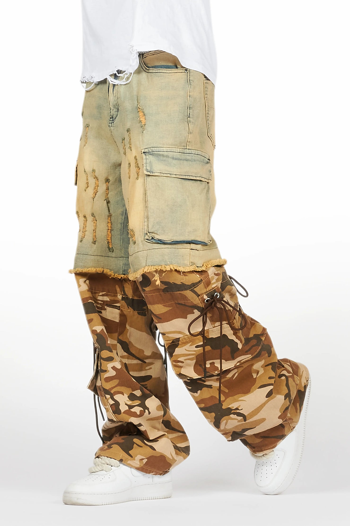 Baatar Blue/Brown Camo Baggy Fit Jean