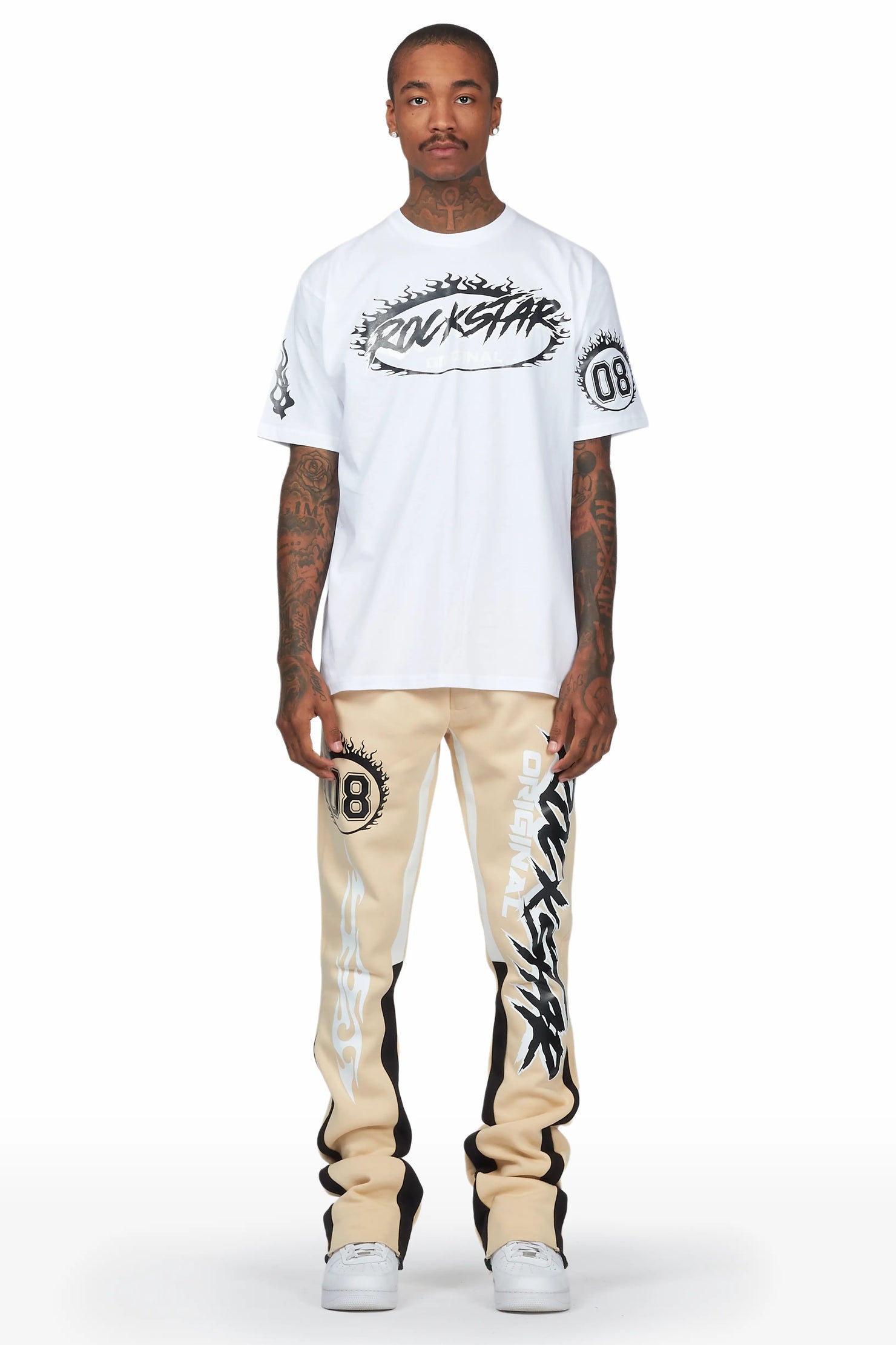 Draven White/Beige T-Shirt Stacked Flare Trackset