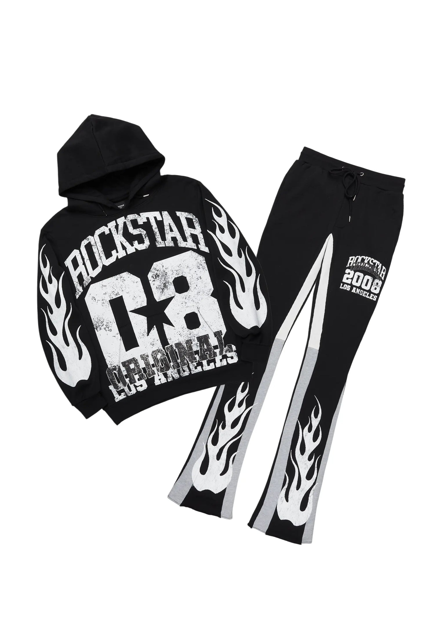 Edel Black/White Hoodie/Stacked Flare Pant Set