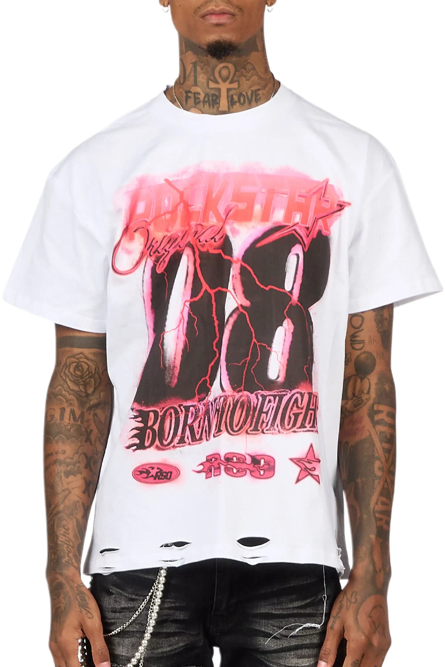 Vaelox White Oversized Graphic T-Shirt