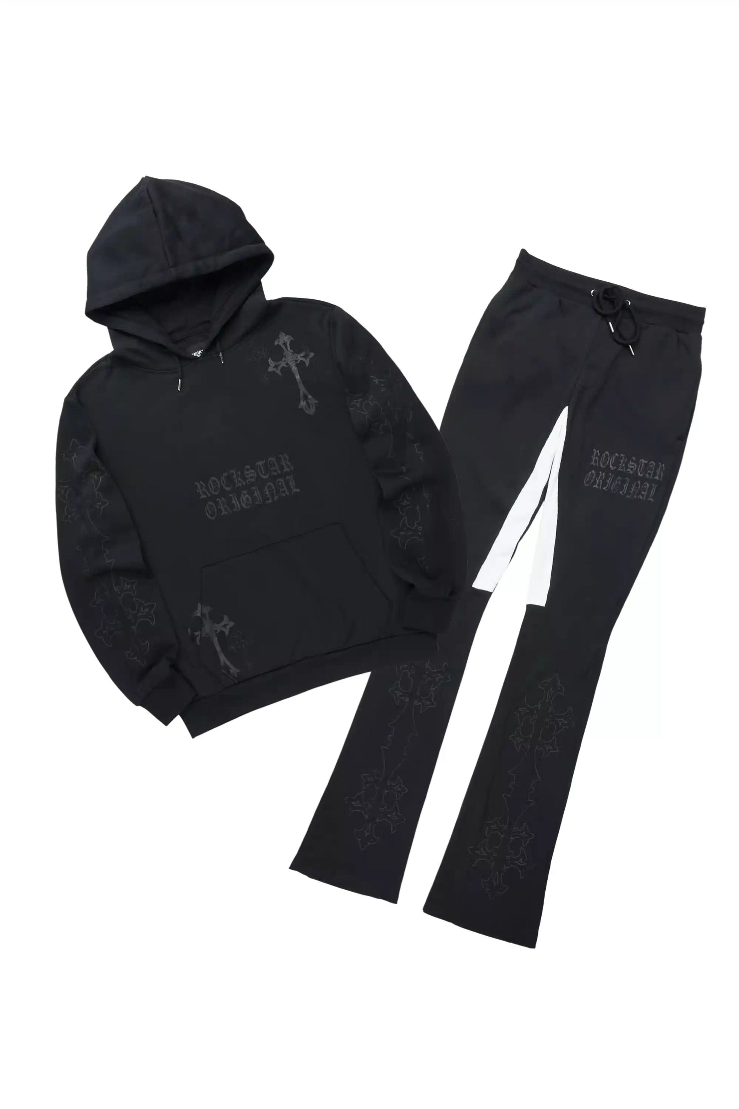 Navion Black Hoodie/Stacked Flare Track Set