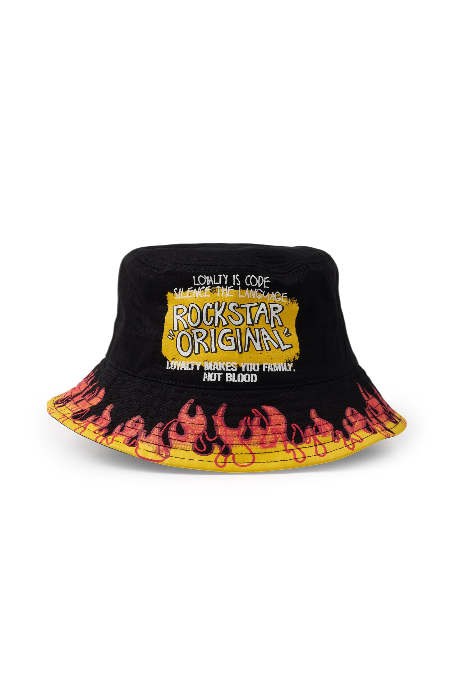 Beno Black/Yellow Flames Graphic Bucket Hat