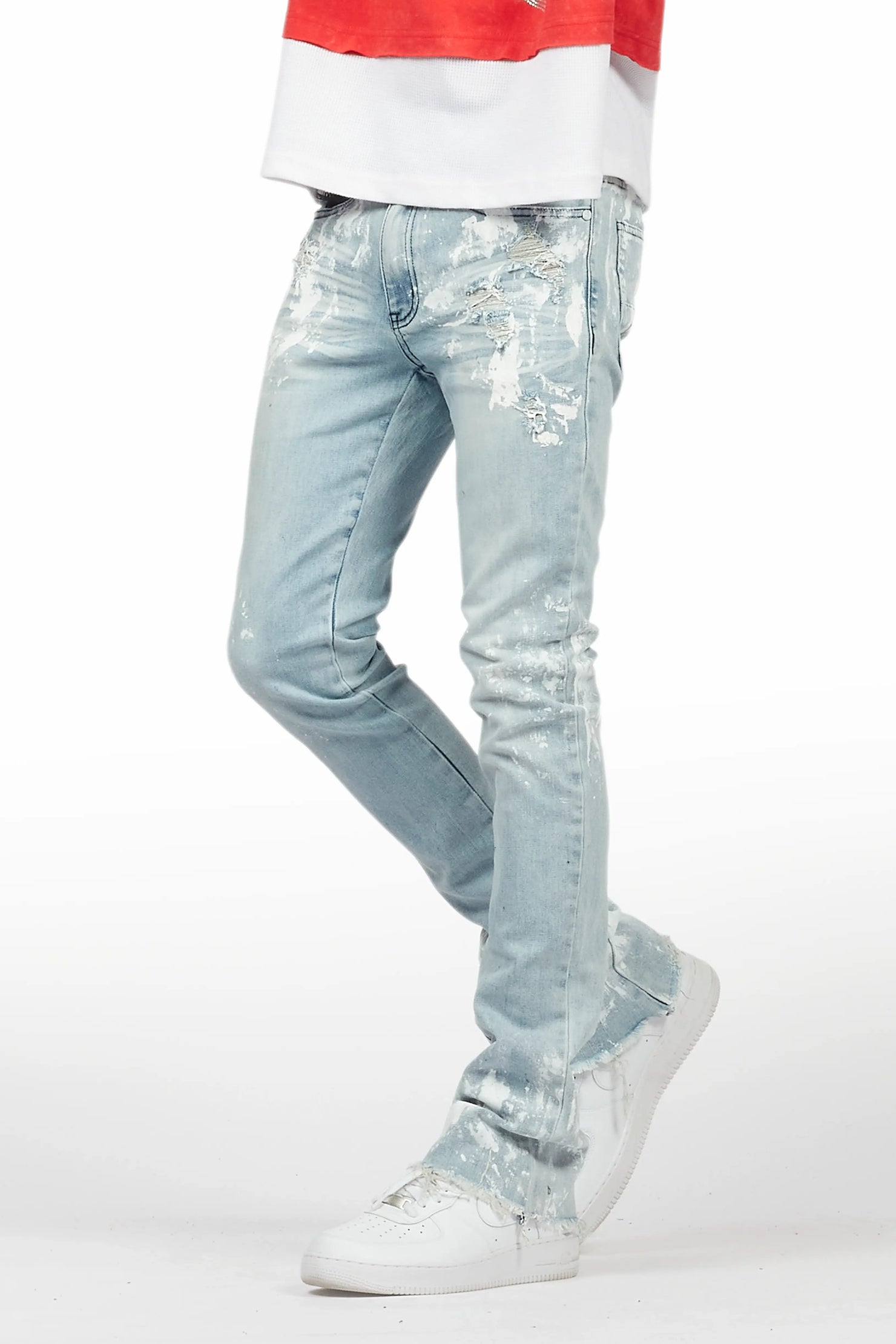Kodak Blue/White Painter Stacked Flare Jean
