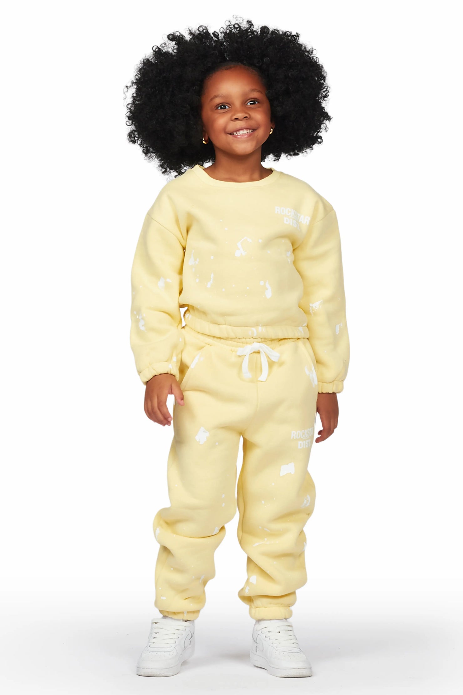 Girls Hadley Yellow Crop Top Pant Set