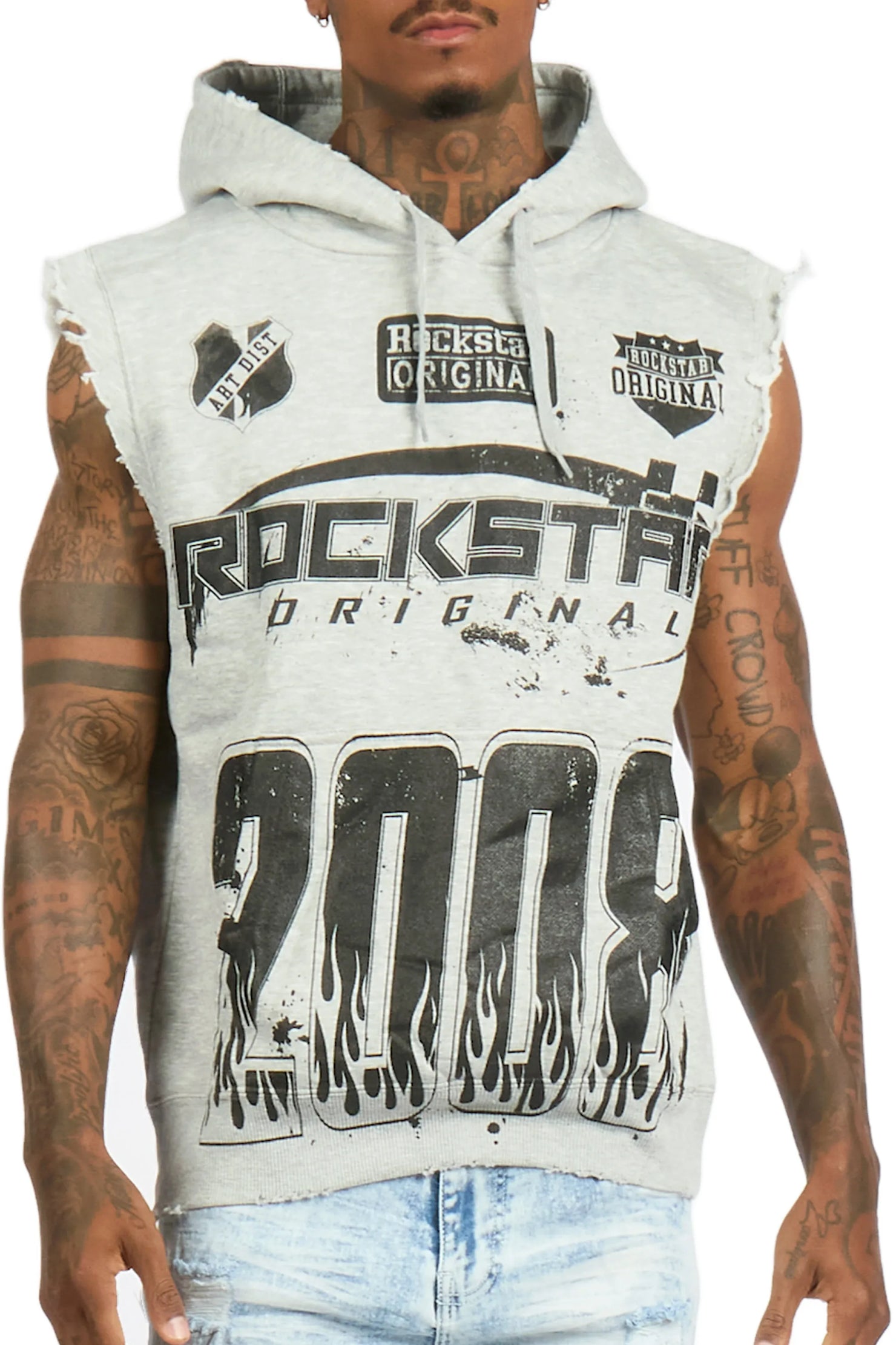 Amos Grey Cut Sleeve Hoodie