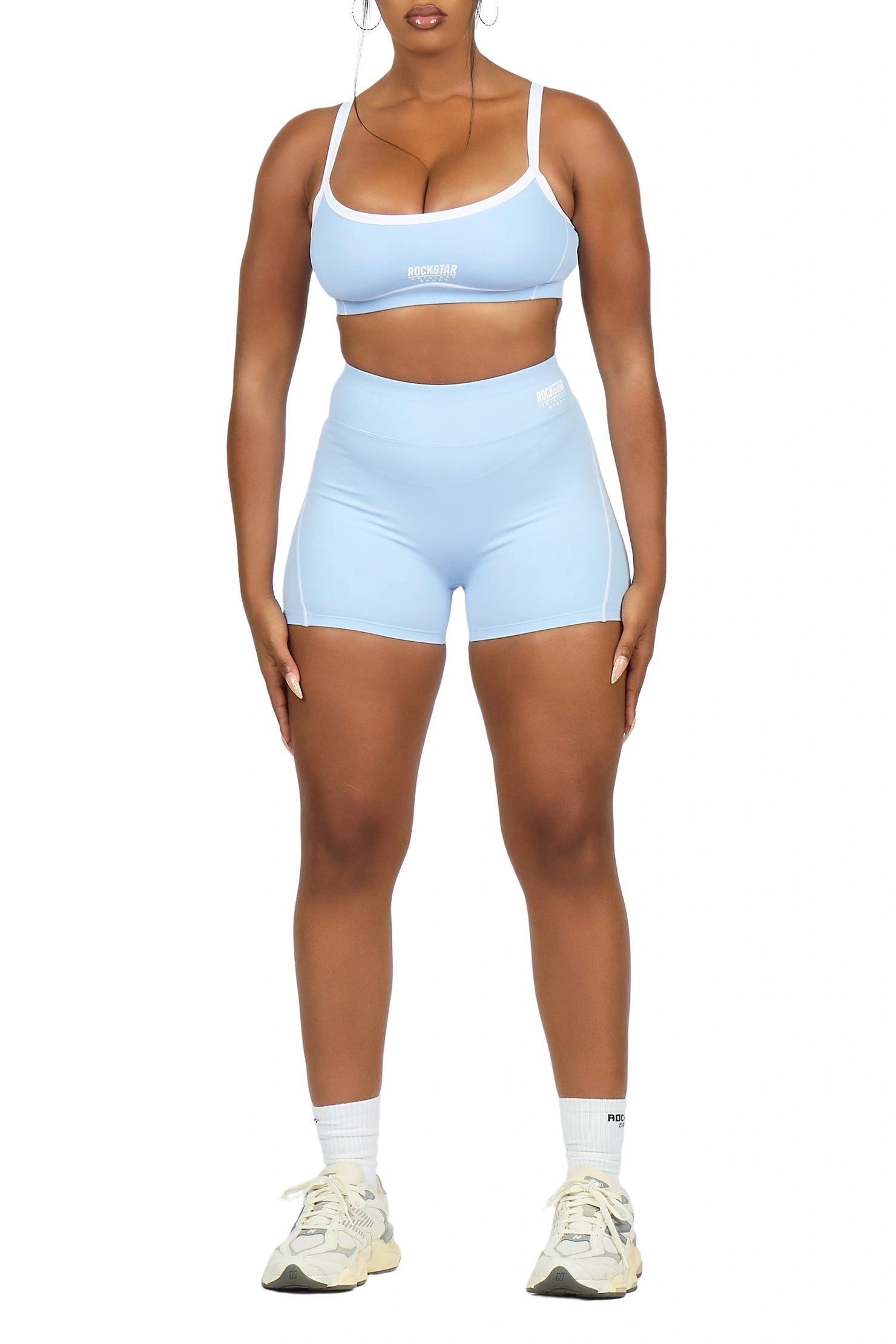 Afshana Light Blue Tank Active Bike Short Set