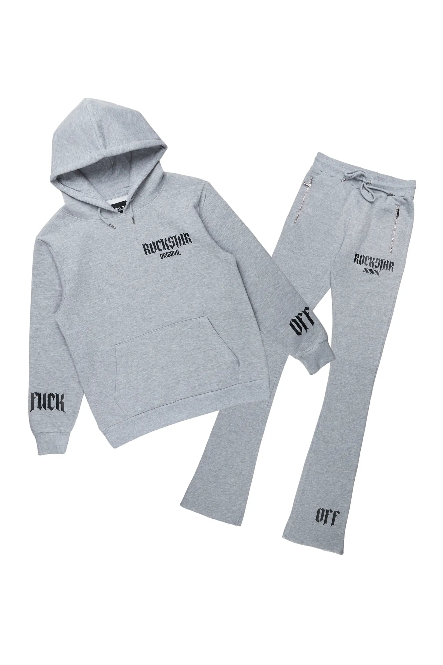 Omar Heather Grey Stacked Flare Track Set