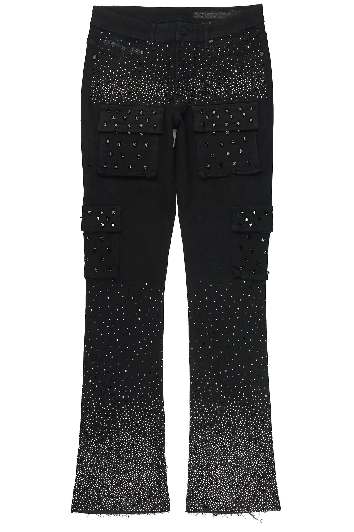 Arman Jet Black Rhinestone Stacked Fit Jean