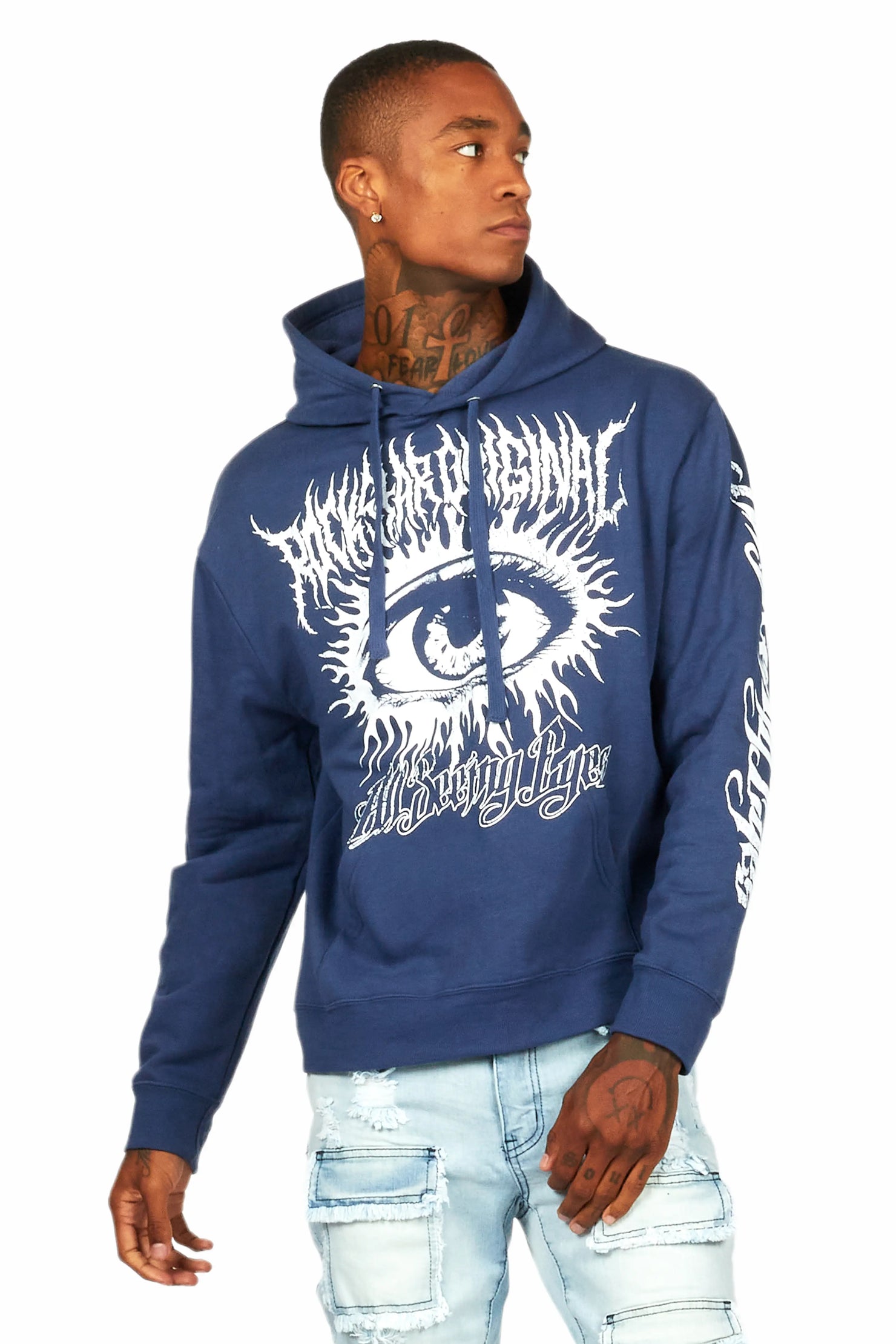 All Seeing Eyes Navy Graphic Hoodie