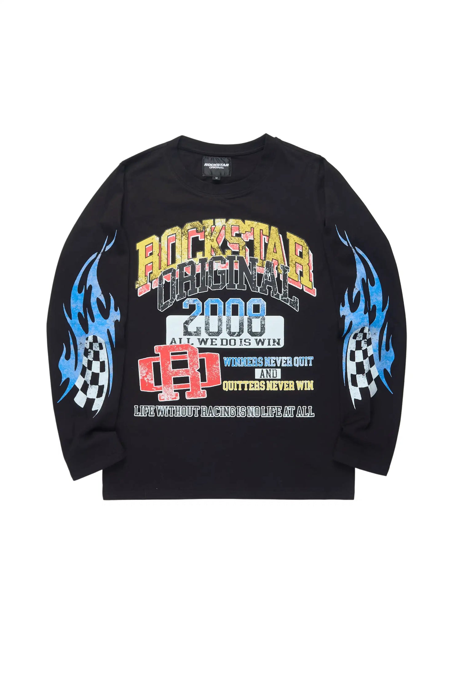 Boys Colorful Race Black Graphic L/S T-Shirt