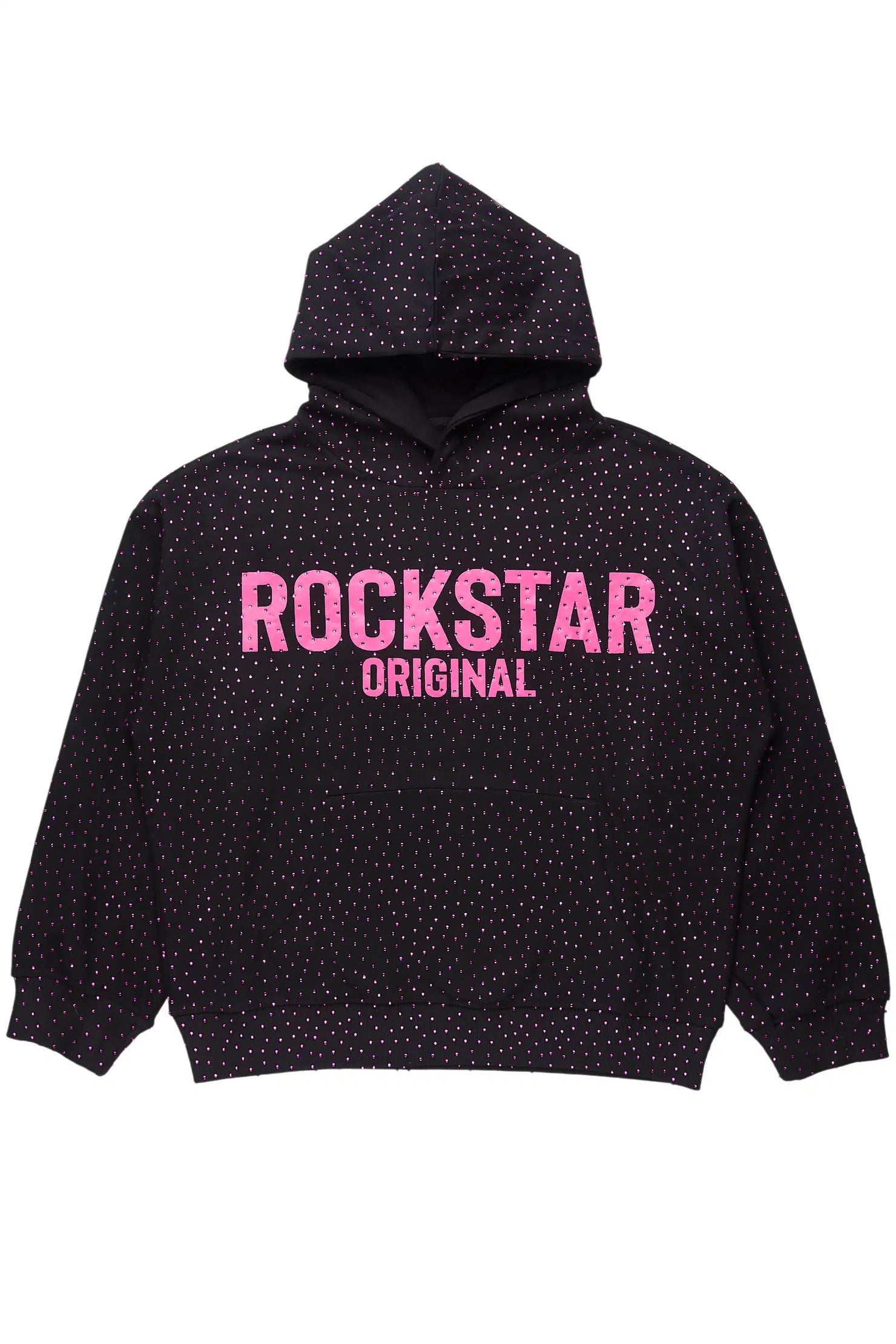 Crystiqa Black/Pink Rhinestone Hoodie