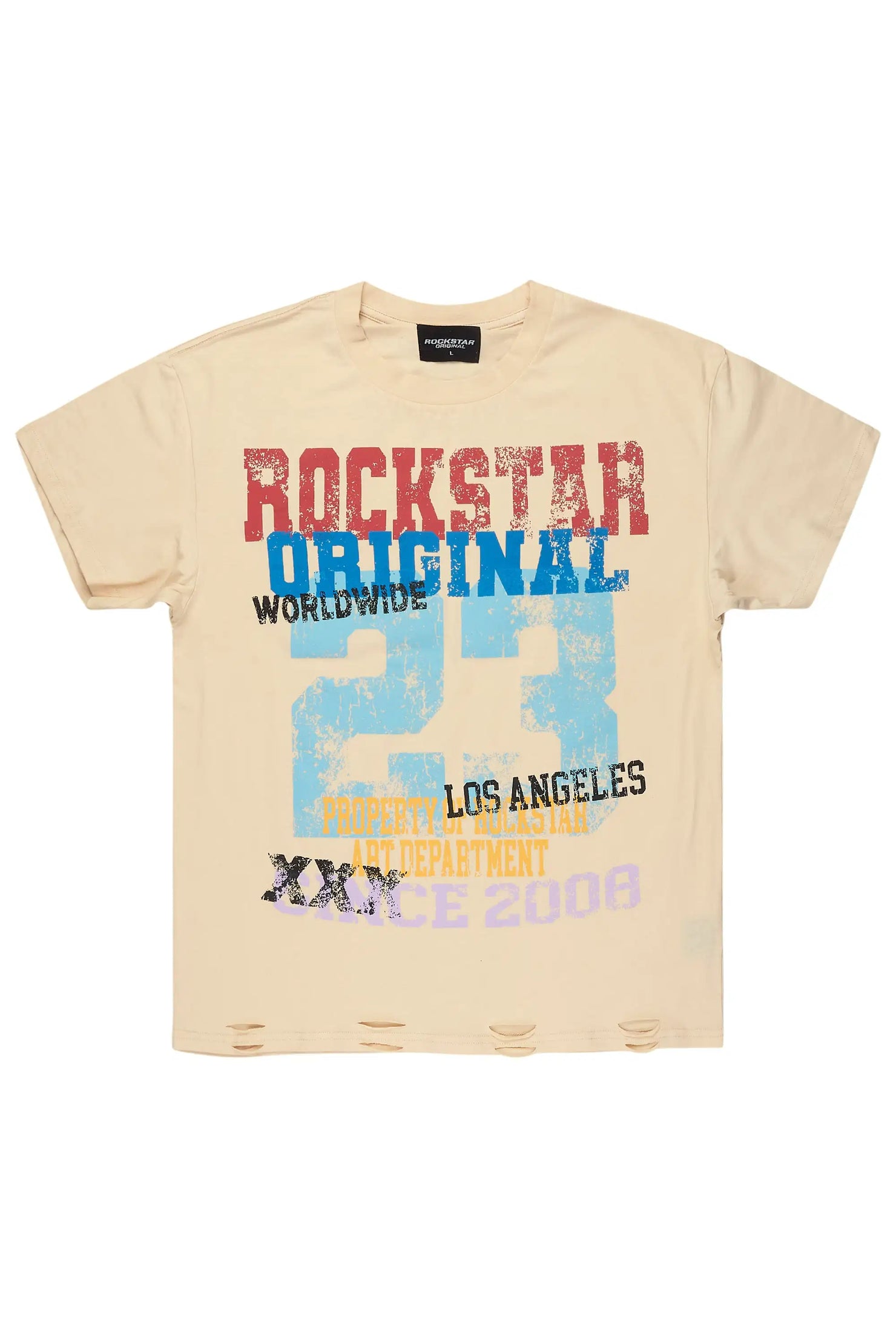 Kyvaris Beige Oversized Graphic T-Shirt