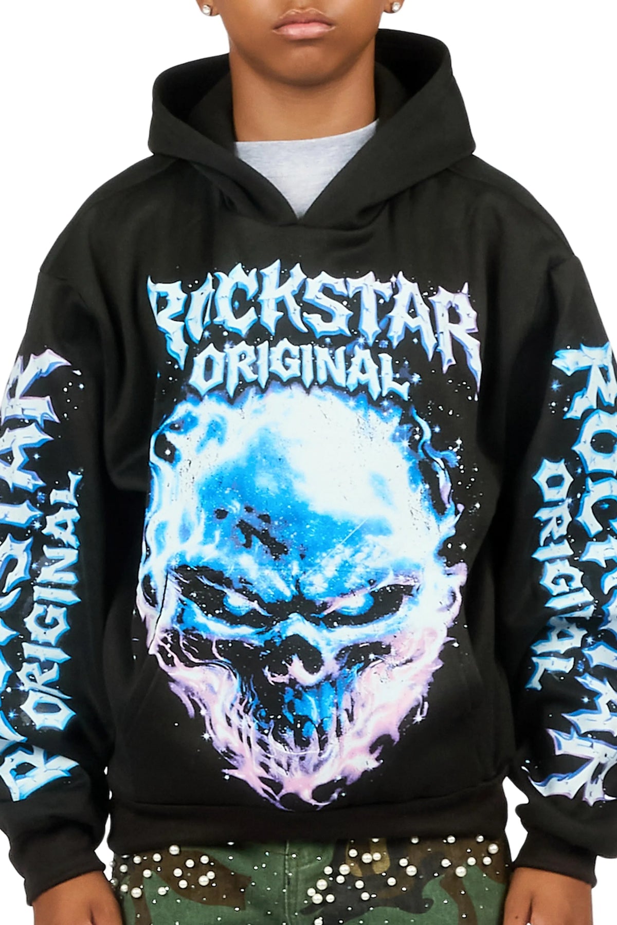 Boys Pixel Black/Blue Graphic Hoodie