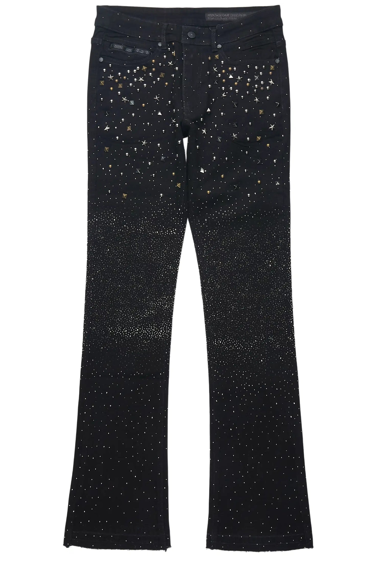 Onyx Black Stacked Flare Jean