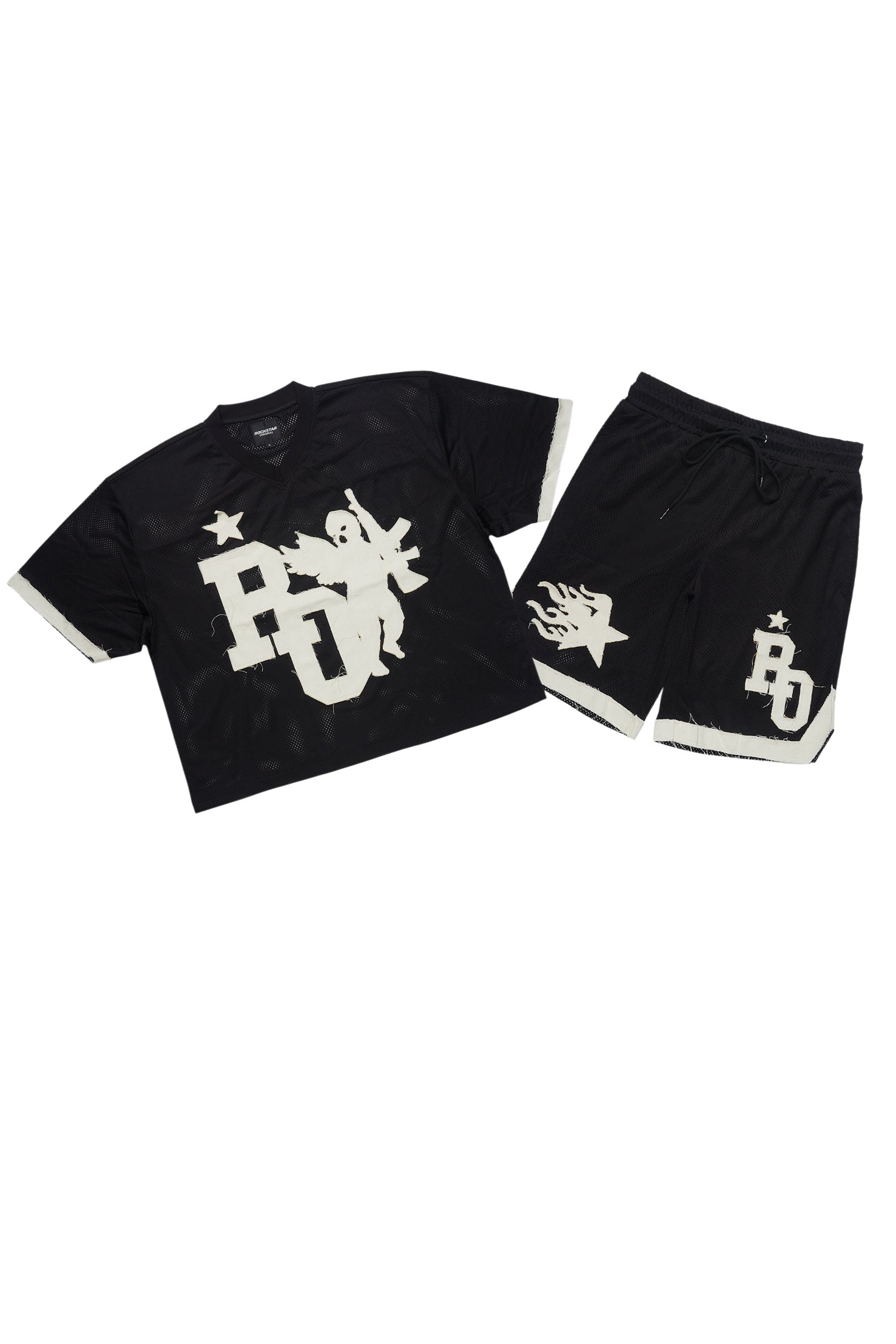 Pluton Black Mesh T-Shirt/Short Set