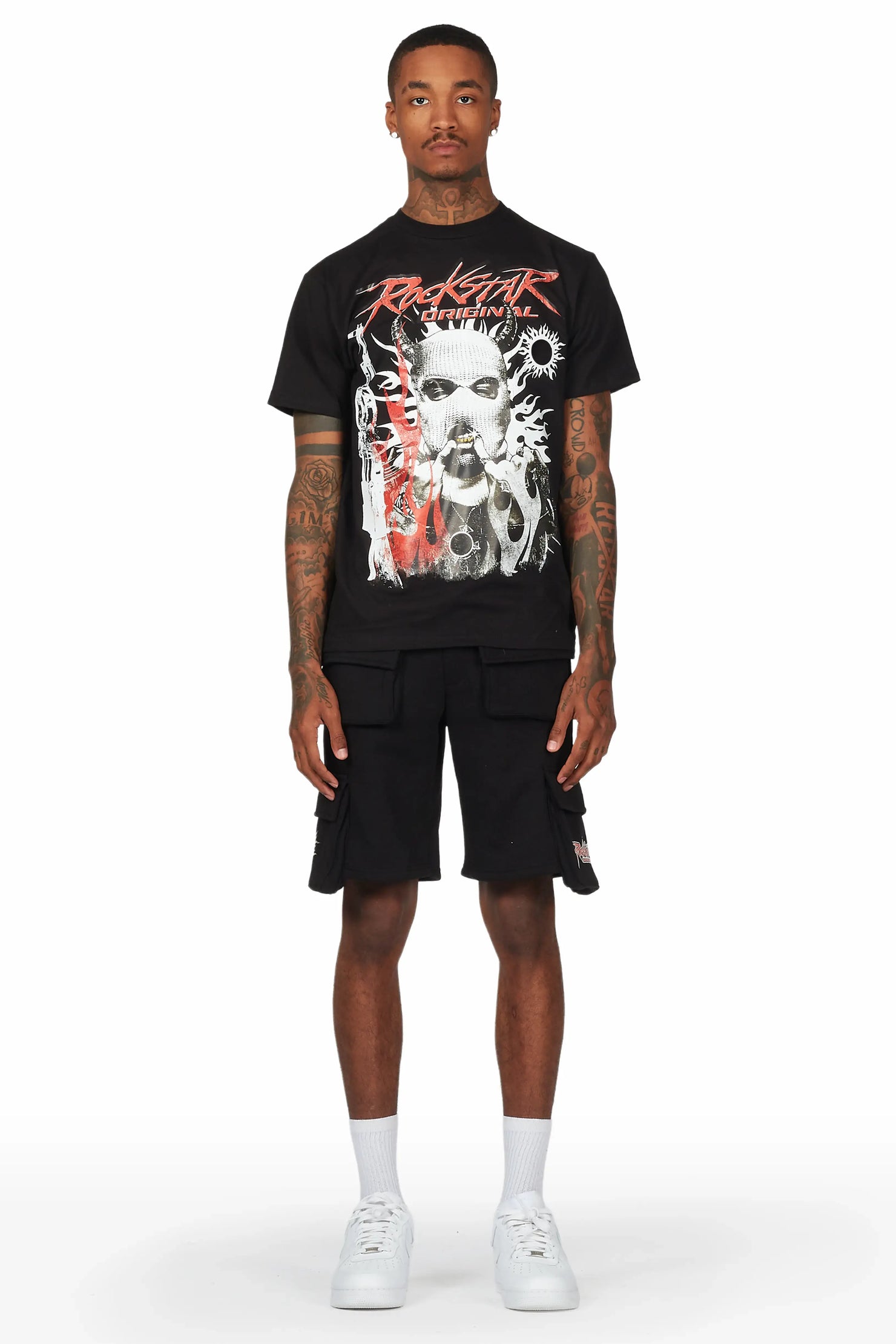 Merci Black T-Shirt Short Set