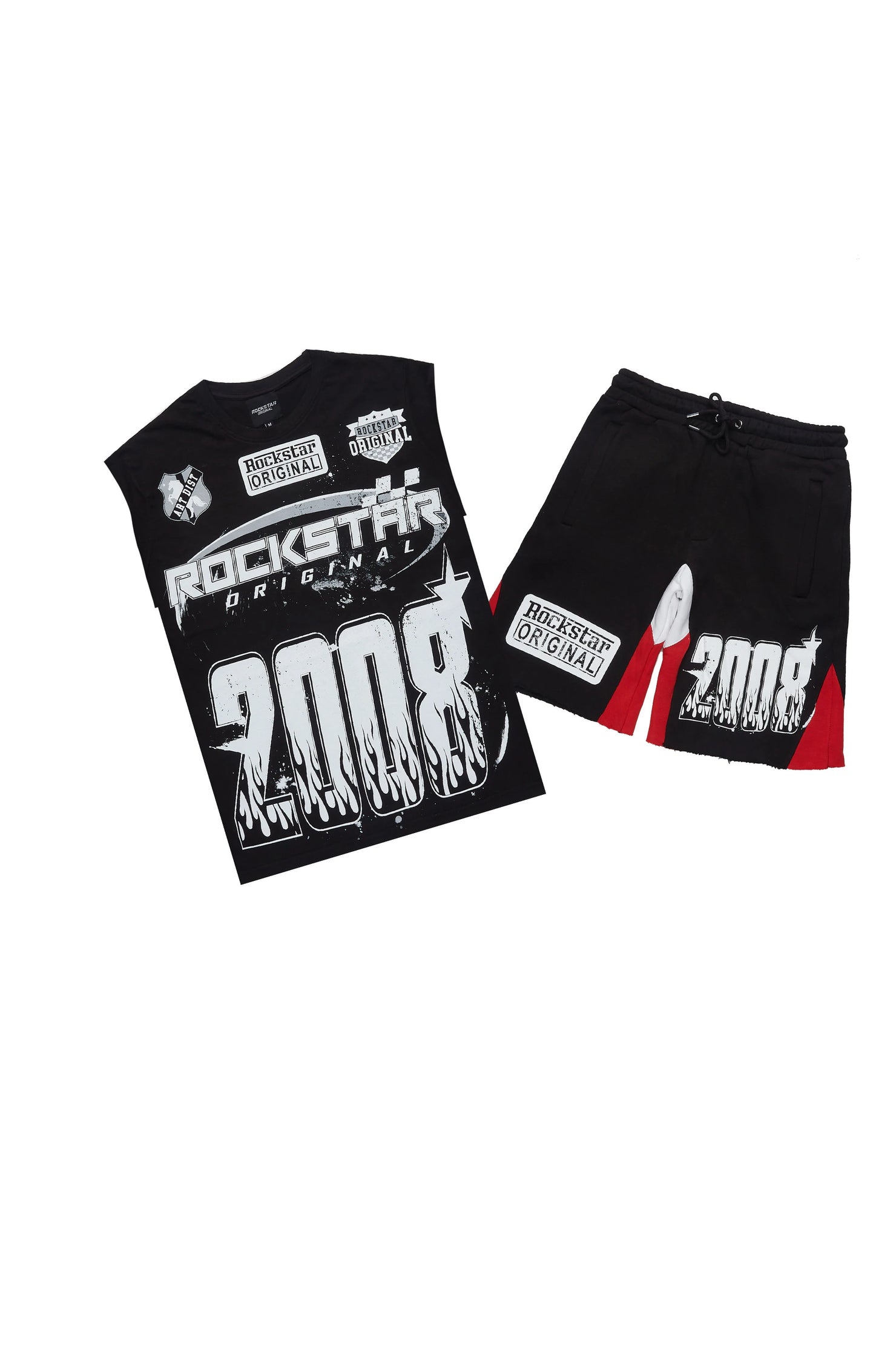 Amos Black Relaxed Cut Sleeve T-Shirt/Short Set
