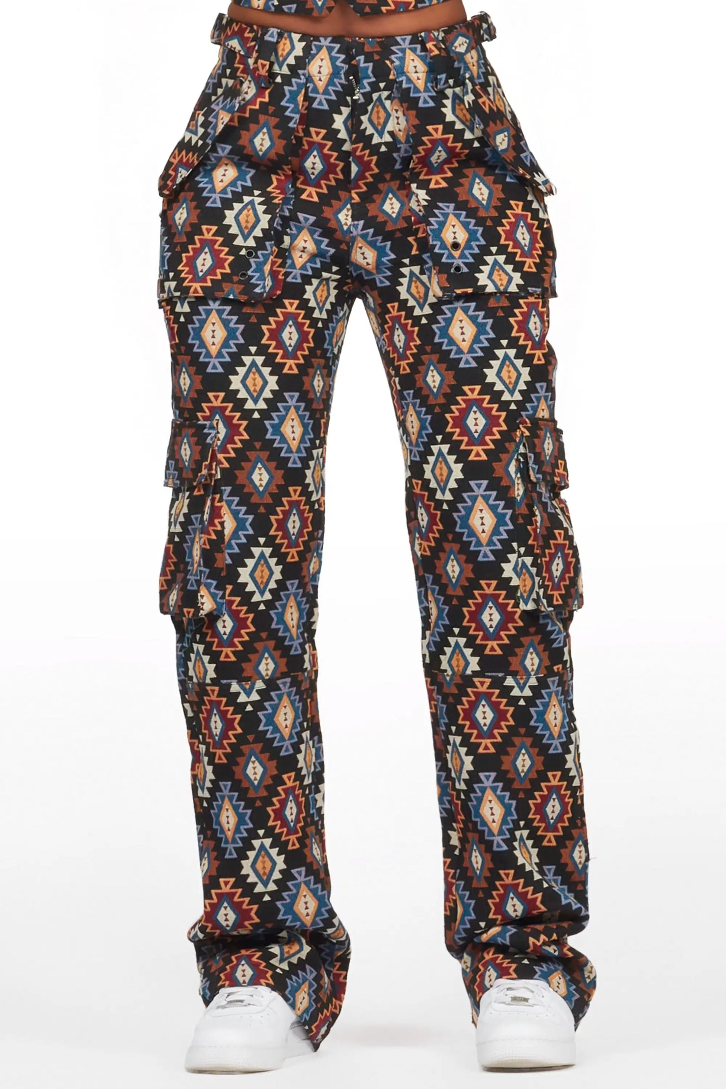 Andraila Black Tapestry Stacked Pant