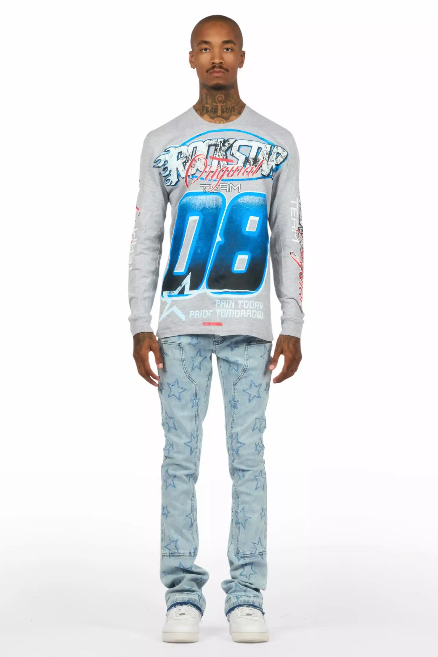 Starship Light Blue Stacked Flare Jean