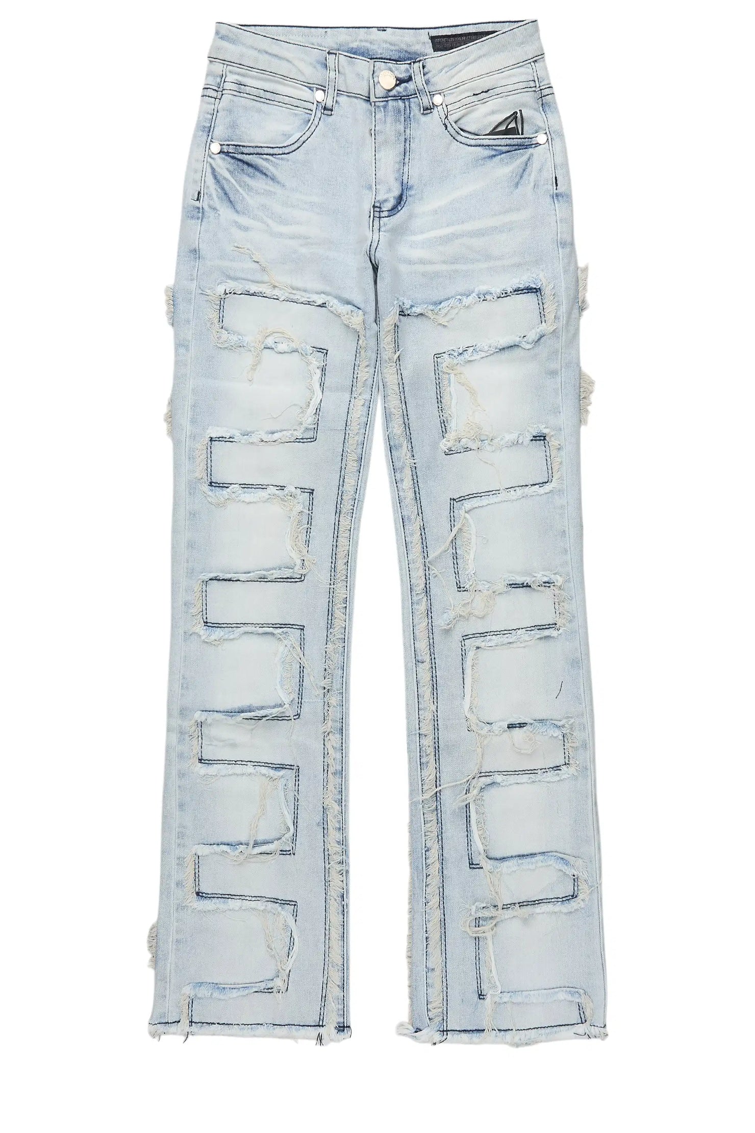 Girls Zariyah Light Wash Stacked Flare Jean
