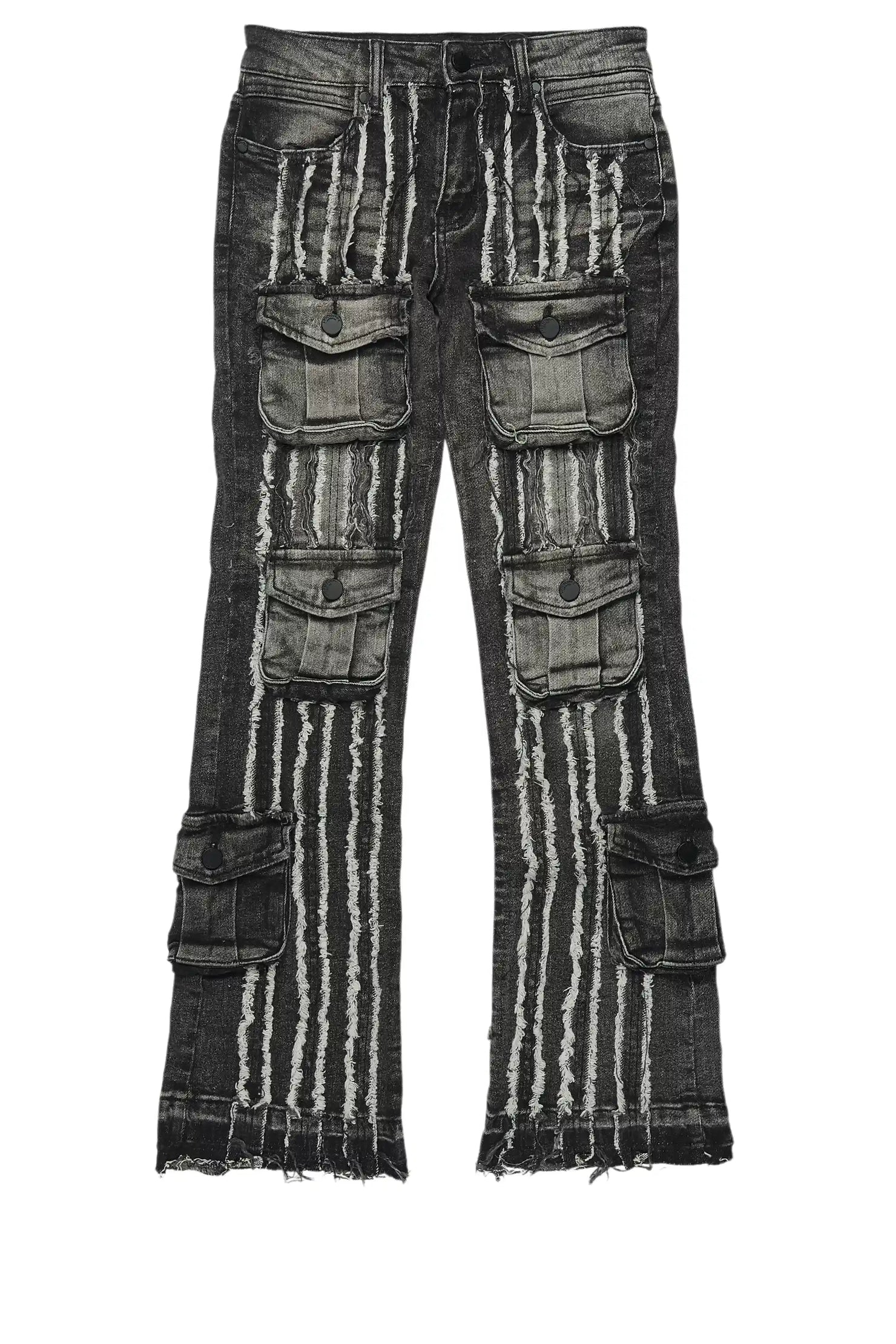 Boys Frey Black Stacked Flare Jean