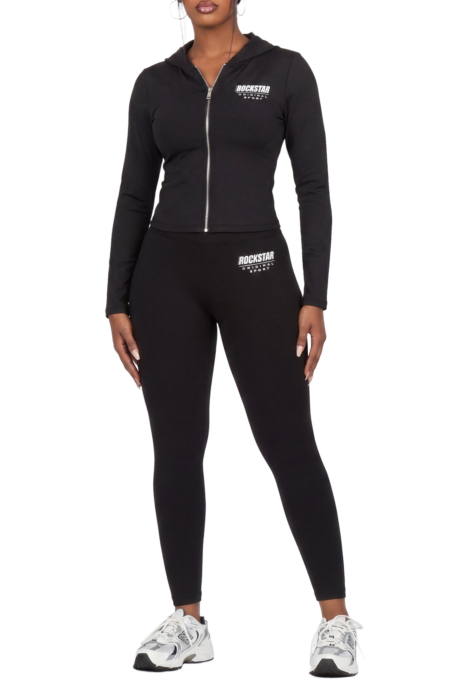 Sabitha Black Zip Up Hoodie Legging Active Set