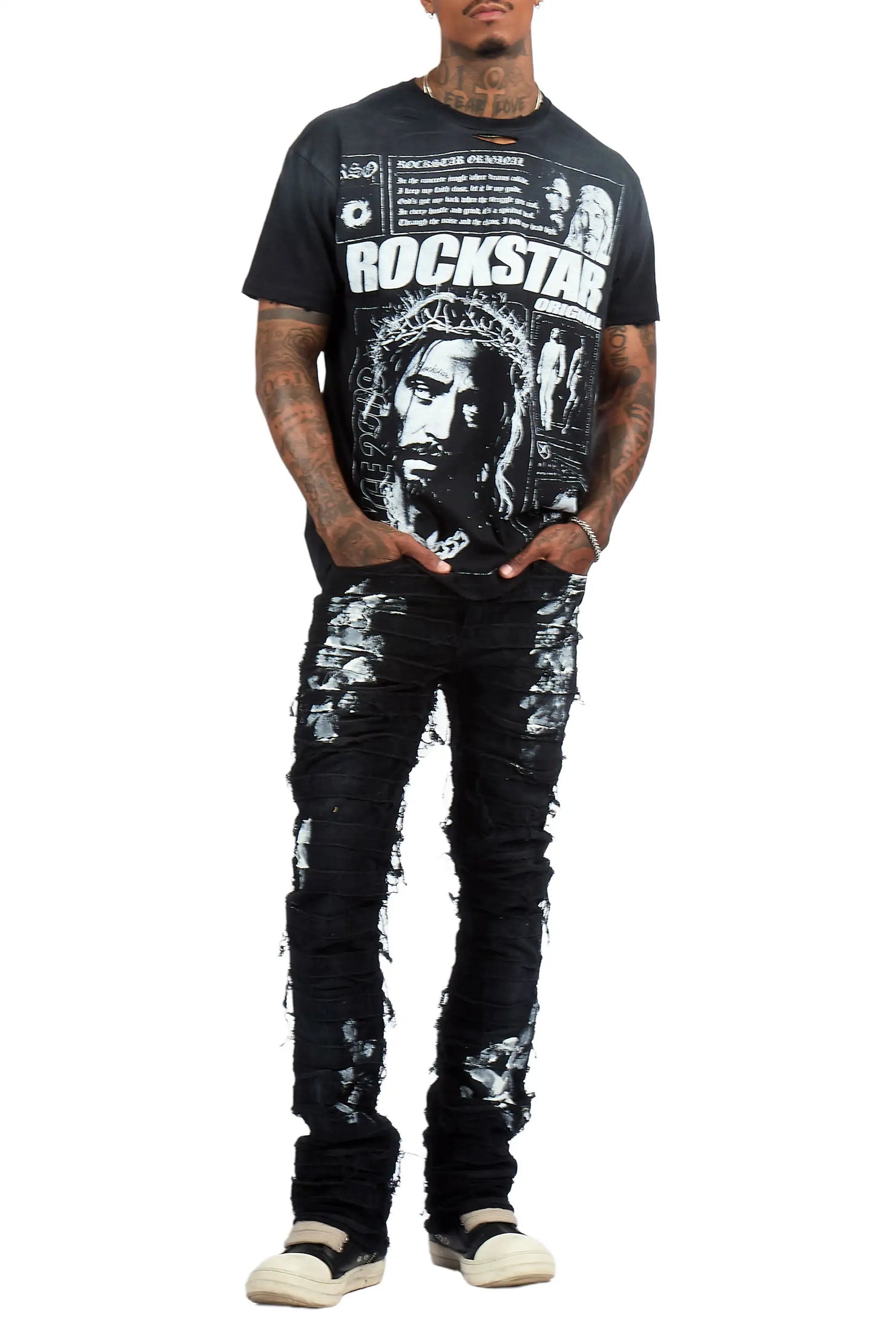 Garson Black Painter Stacked Flare Corduroy Pant