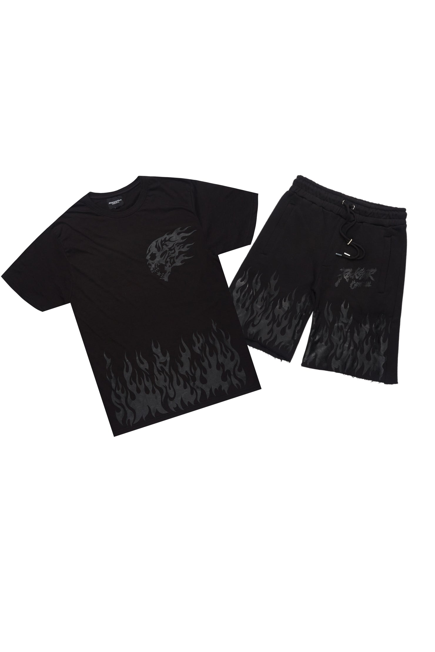 Bubble Black T-Shirt/Raw Edge Short Set